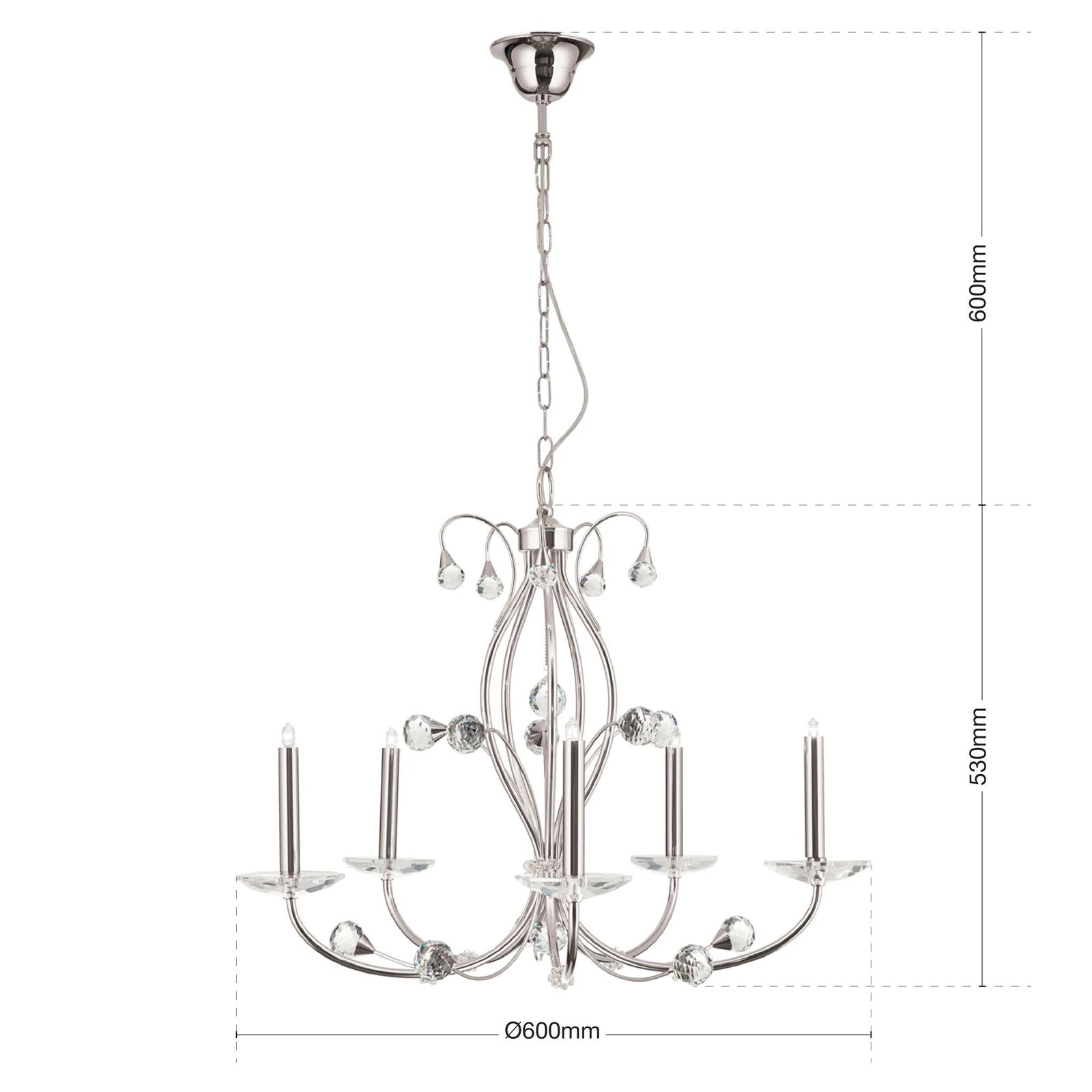 Luster EREMITAGE, 5 izvora svetla, saten hrom - 7