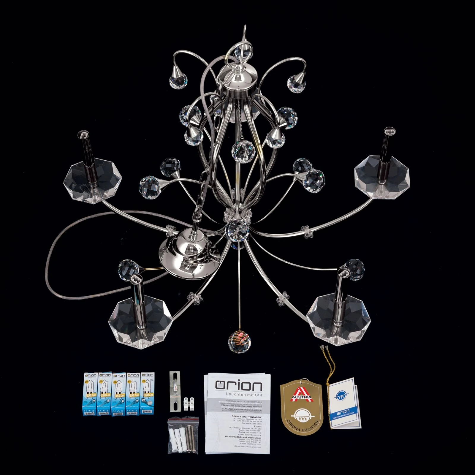 Luster EREMITAGE, 5 izvora svetla, saten hrom - 8