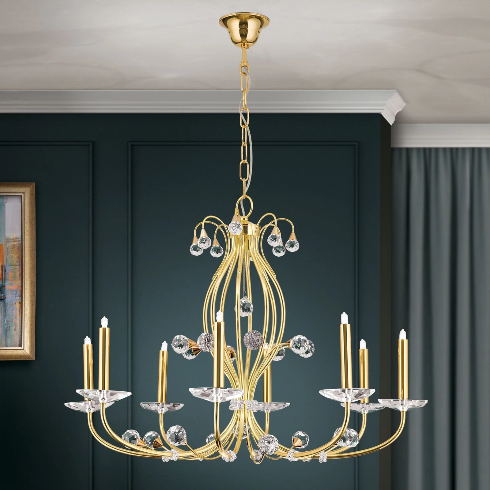 Luster EREMITAGE, 8 izvora svetla, 24-karatno pozlaćeno - 1