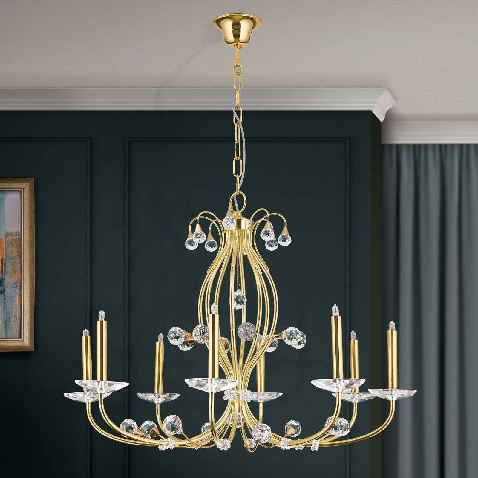 Luster EREMITAGE, 8 izvora svetla, 24-karatno pozlaćeno - 3