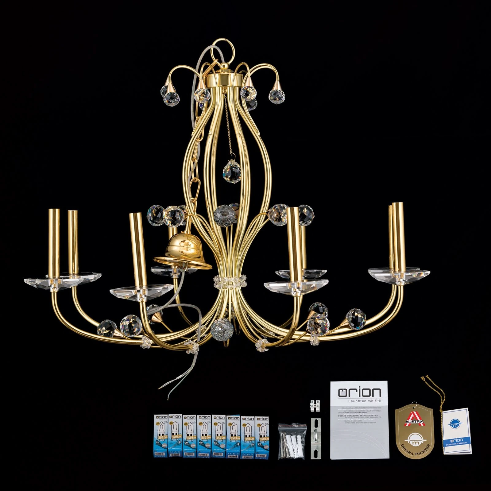 Luster EREMITAGE, 8 izvora svetla, 24-karatno pozlaćeno - 8