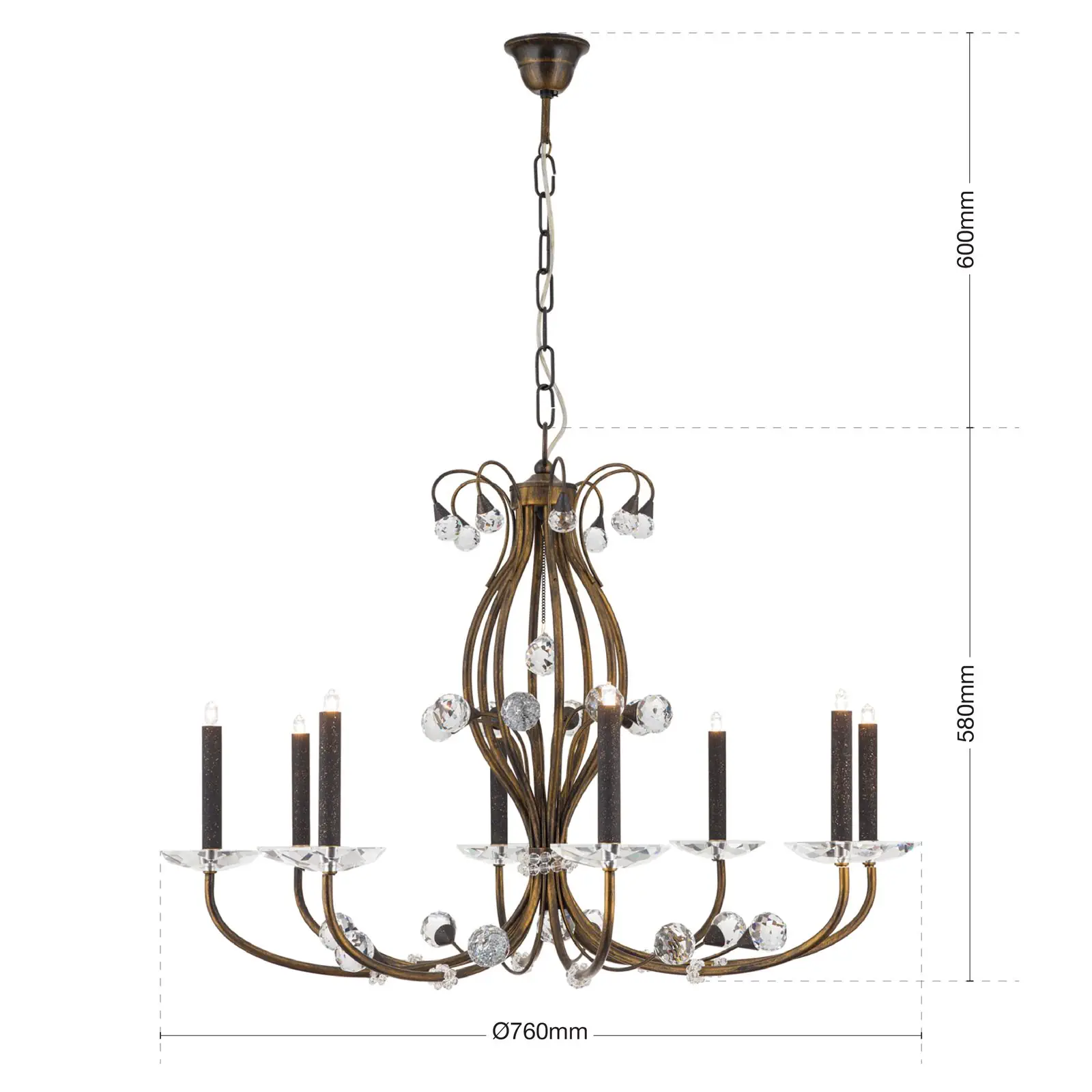 Luster EREMITAGE, 8 izvora svetla, antik - 7