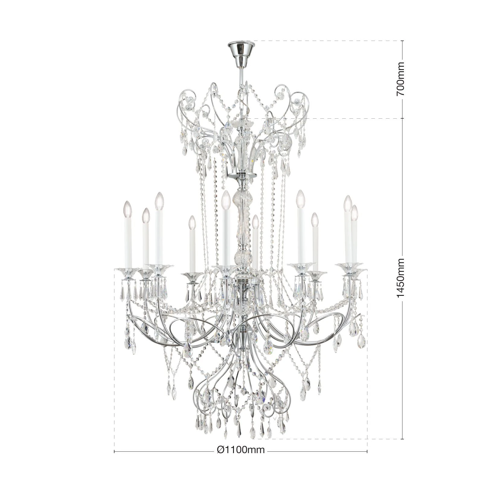 Luster KATHARINA, 10 izvora svetla, hrom - 7