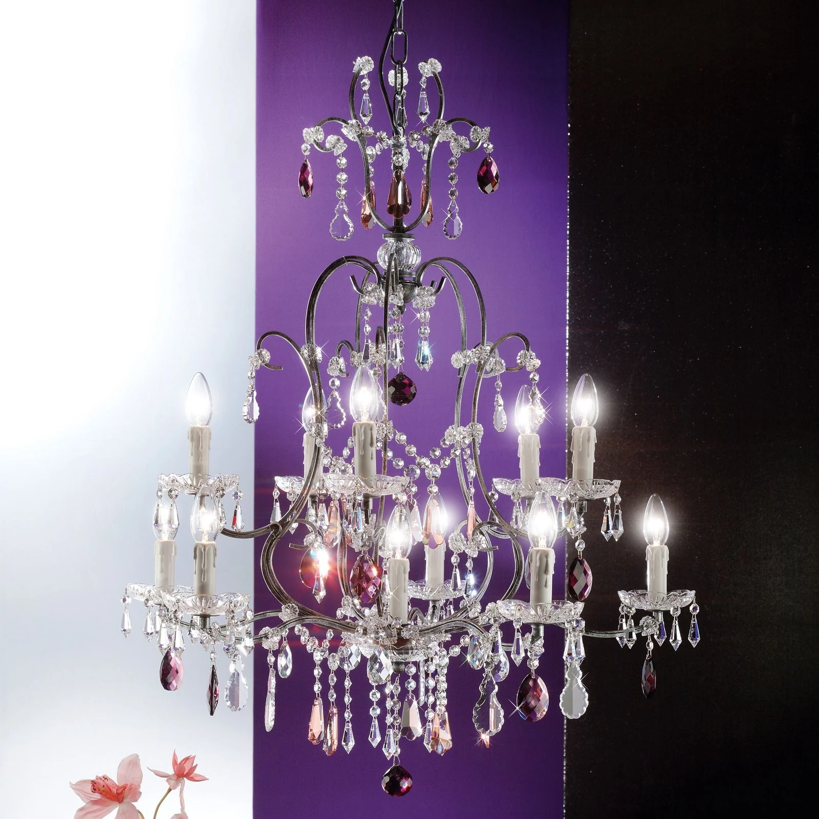 Luster VERONA, 11 izvora svetla, antik srebro - 1