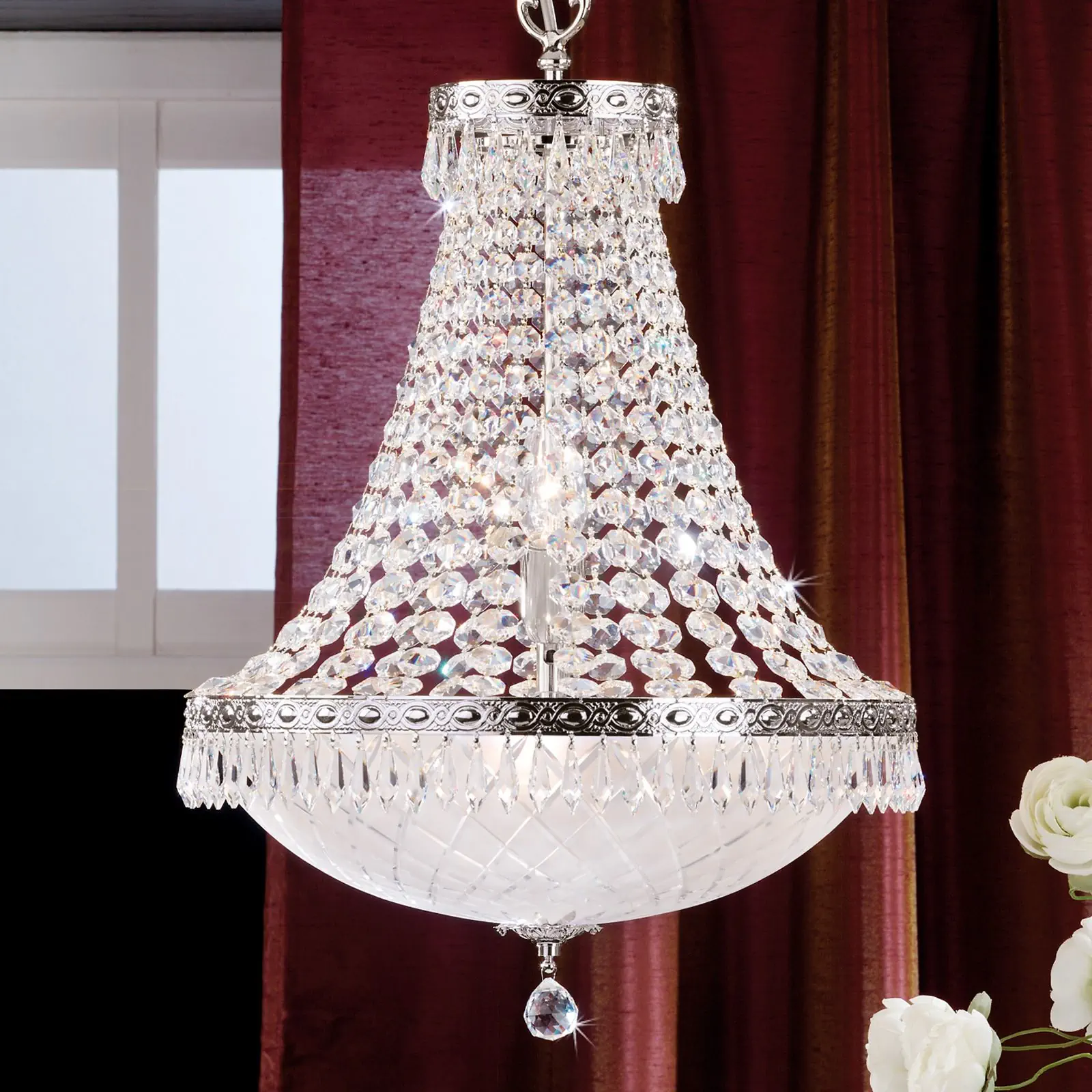 Luster EMPIRE CRYSTAL, 6 izvora svetla, antik srebro