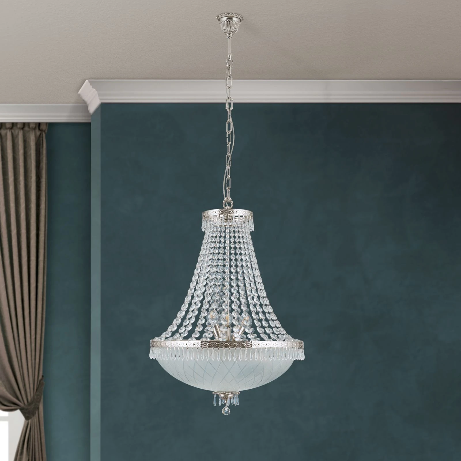 Luster EMPIRE CRYSTAL, 9 izvora svetla, antik srebro - 3