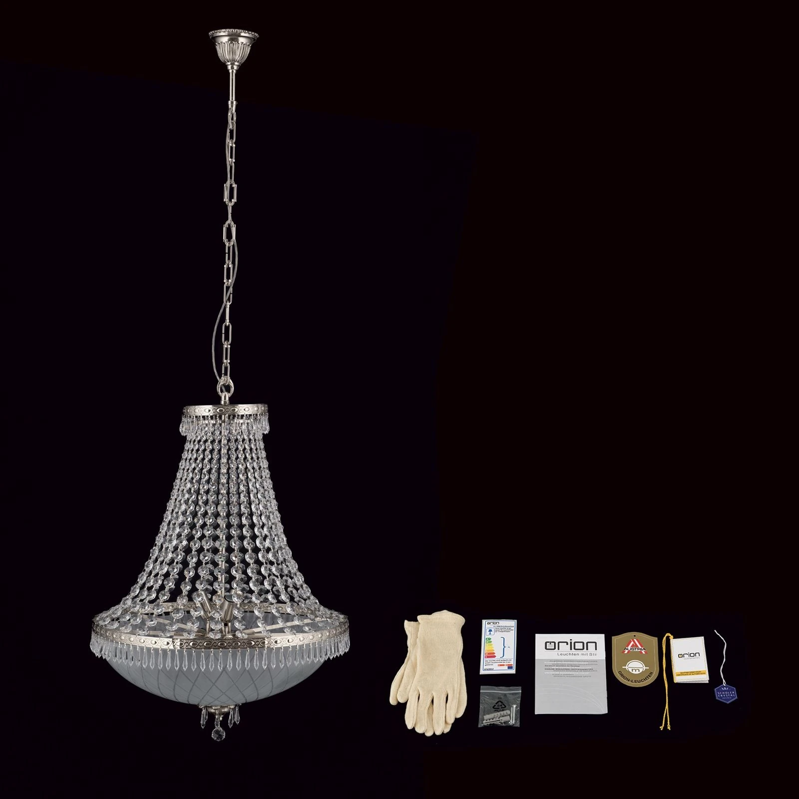 Luster EMPIRE CRYSTAL, 9 izvora svetla, antik srebro - 8