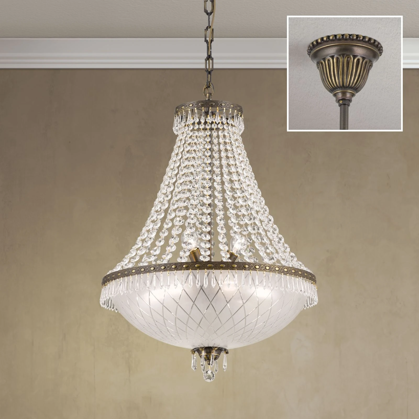 Luster EMPIRE CRYSTAL, 9 izvora svetla, antik patina - 2