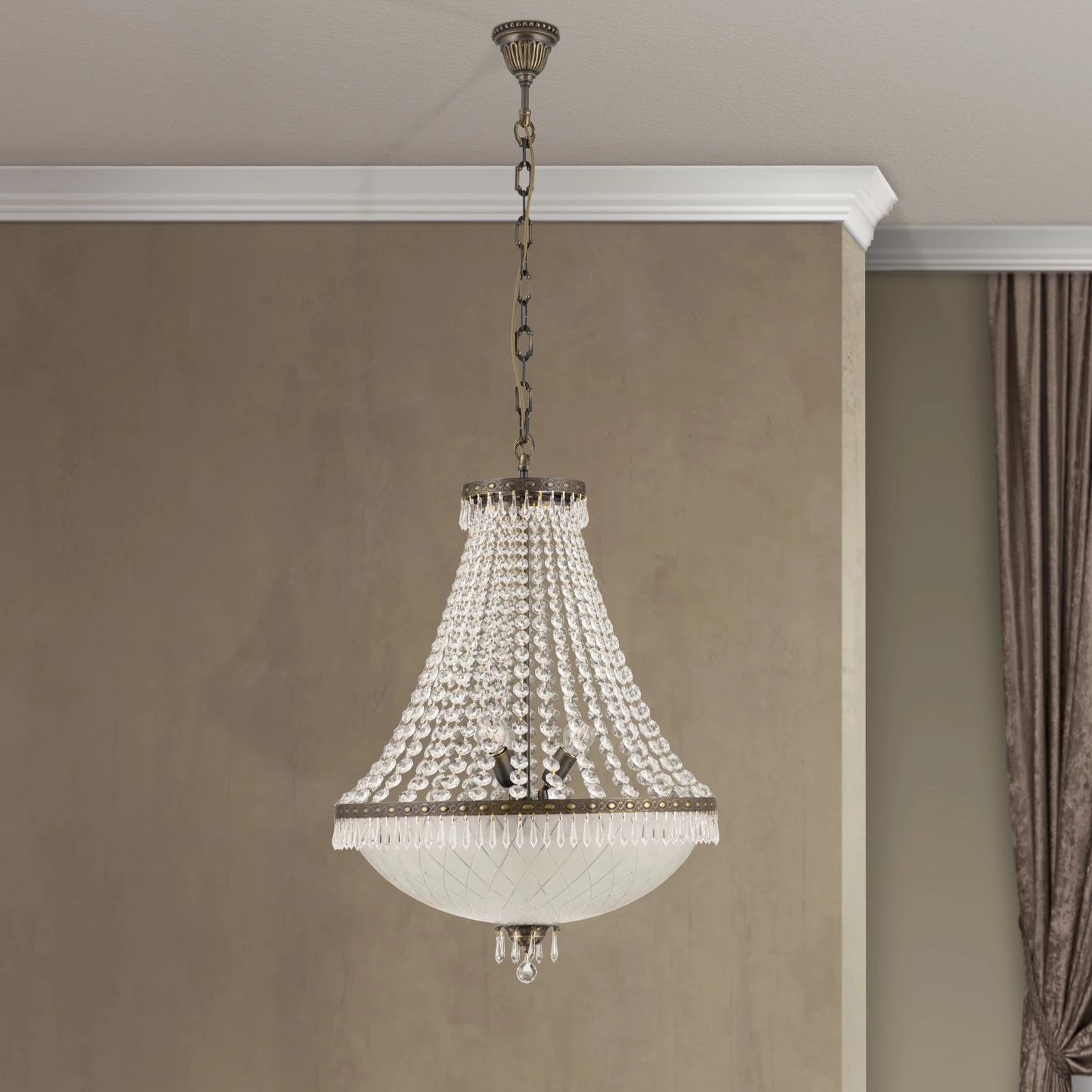 Luster EMPIRE CRYSTAL, 9 izvora svetla, antik patina - 3