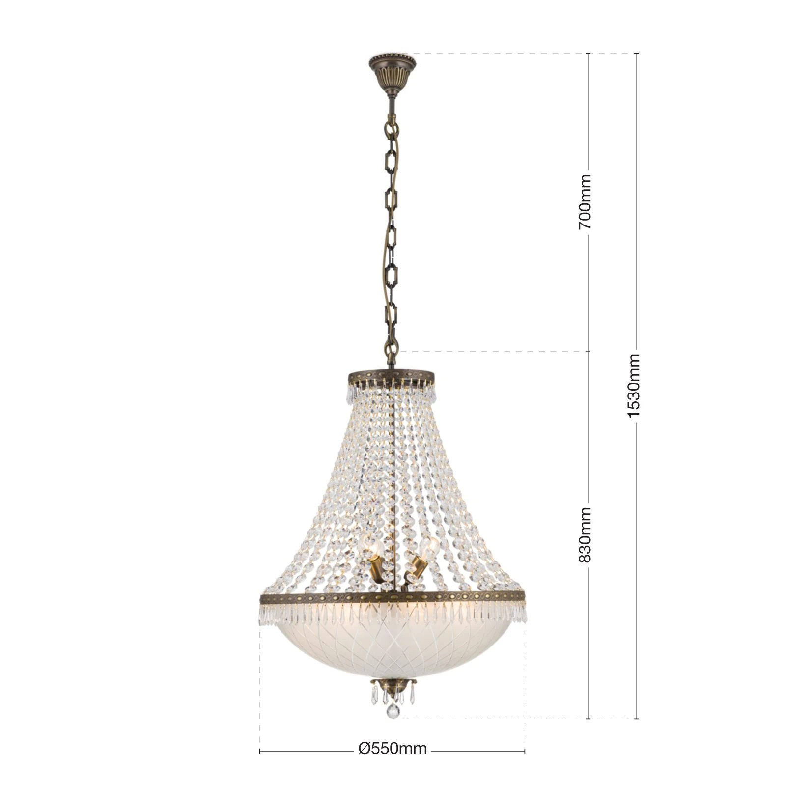 Luster EMPIRE CRYSTAL, 9 izvora svetla, antik patina - 7