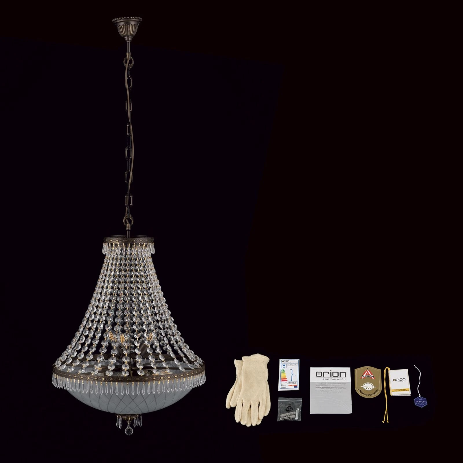 Luster EMPIRE CRYSTAL, 9 izvora svetla, antik patina - 8