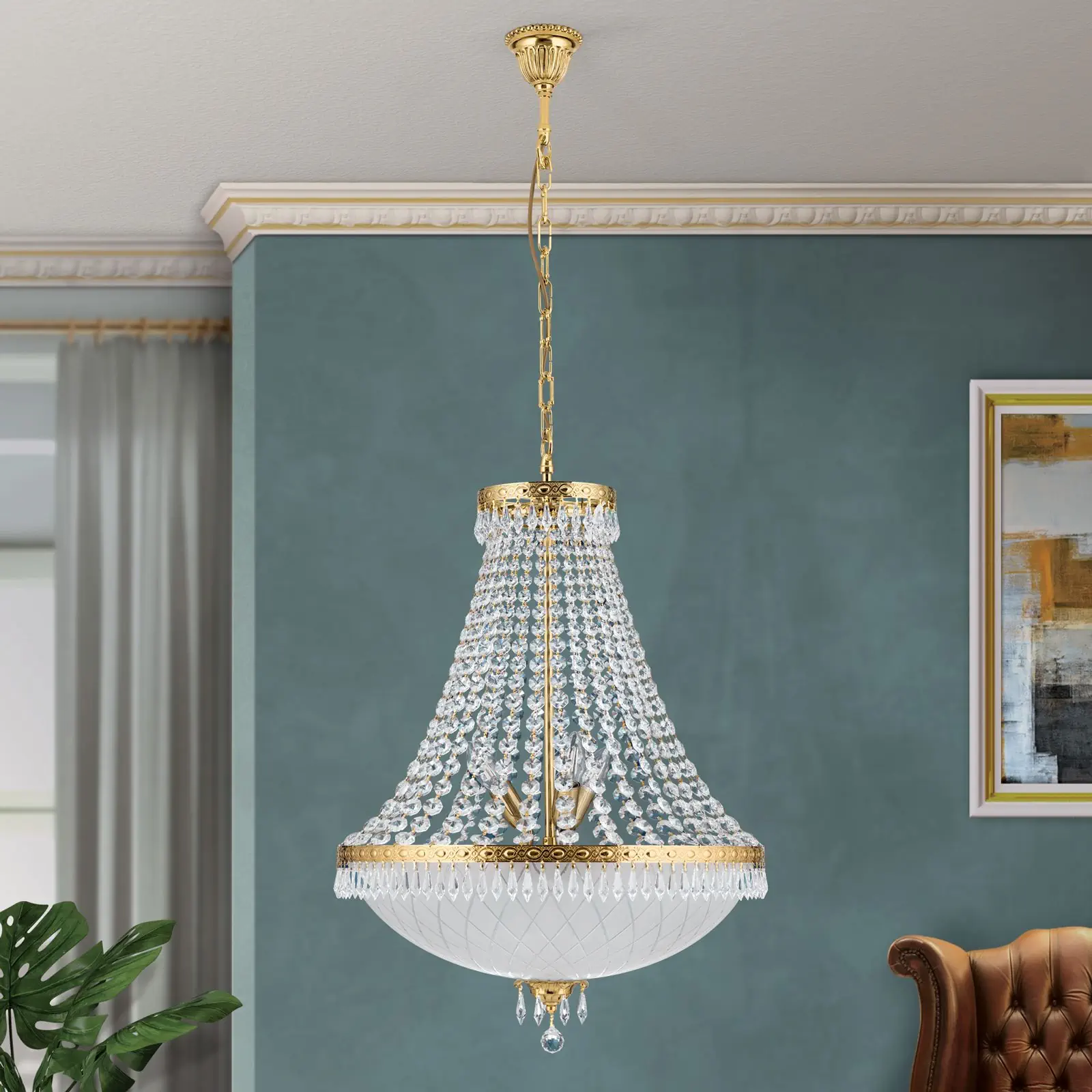 Luster EMPIRE CRYSTAL, 9 izvora svetla, zlato - 3