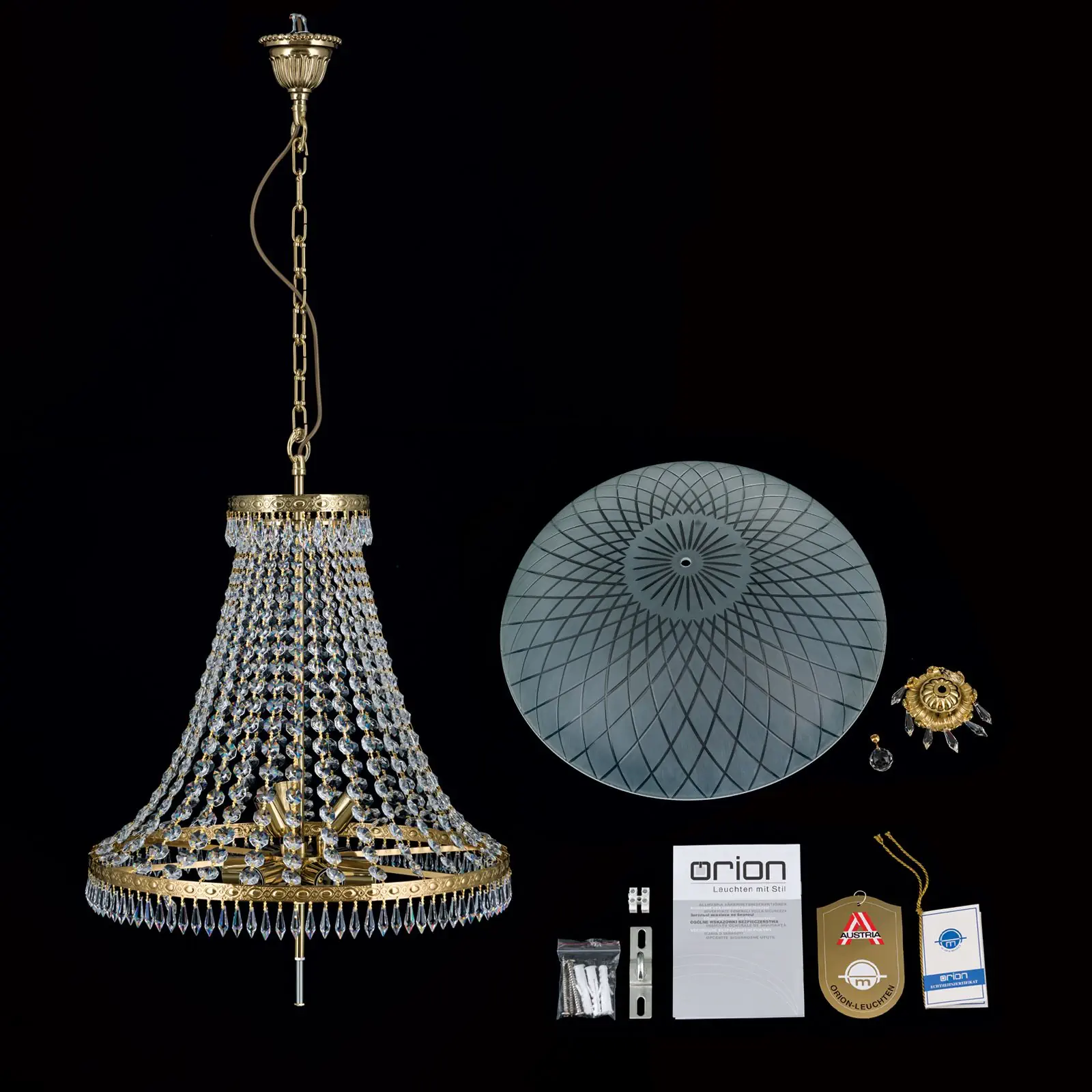 Luster EMPIRE CRYSTAL, 9 izvora svetla, zlato - 8