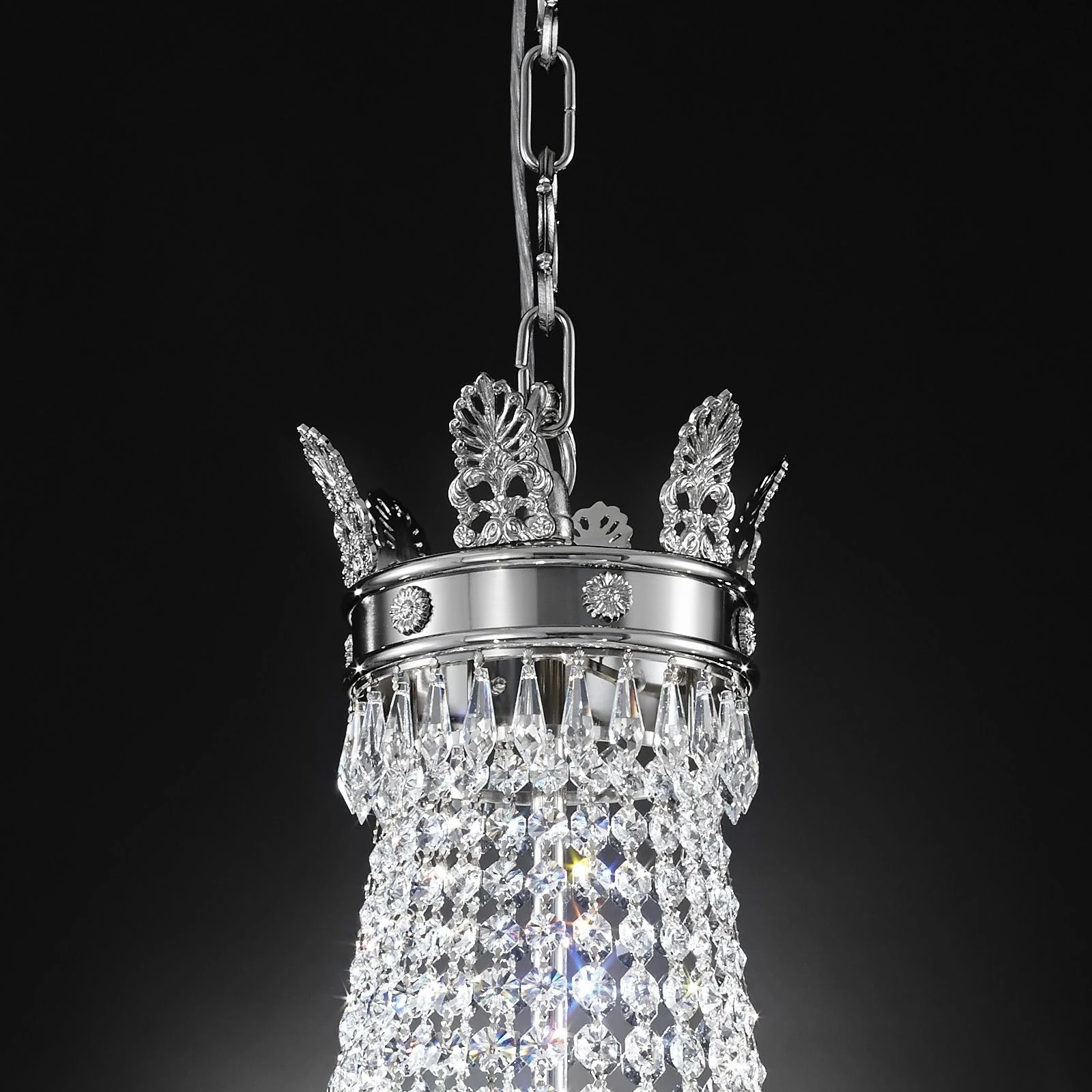 Luster EMPIRE CRYSTAL, 6+6 izvora svetla, antik srebro, saten difuzno opalno staklo - 3