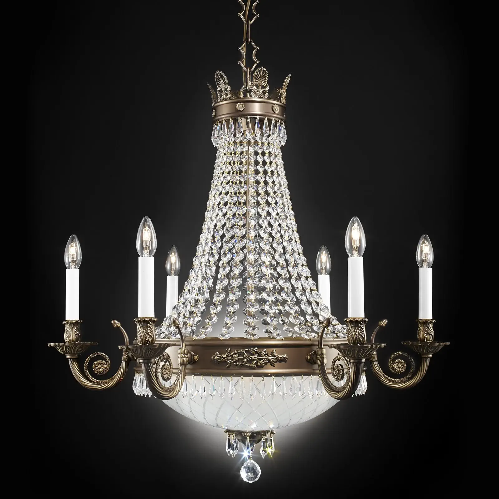 Luster EMPIRE CRYSTAL, 12 izvora svetla, antik patina - 1