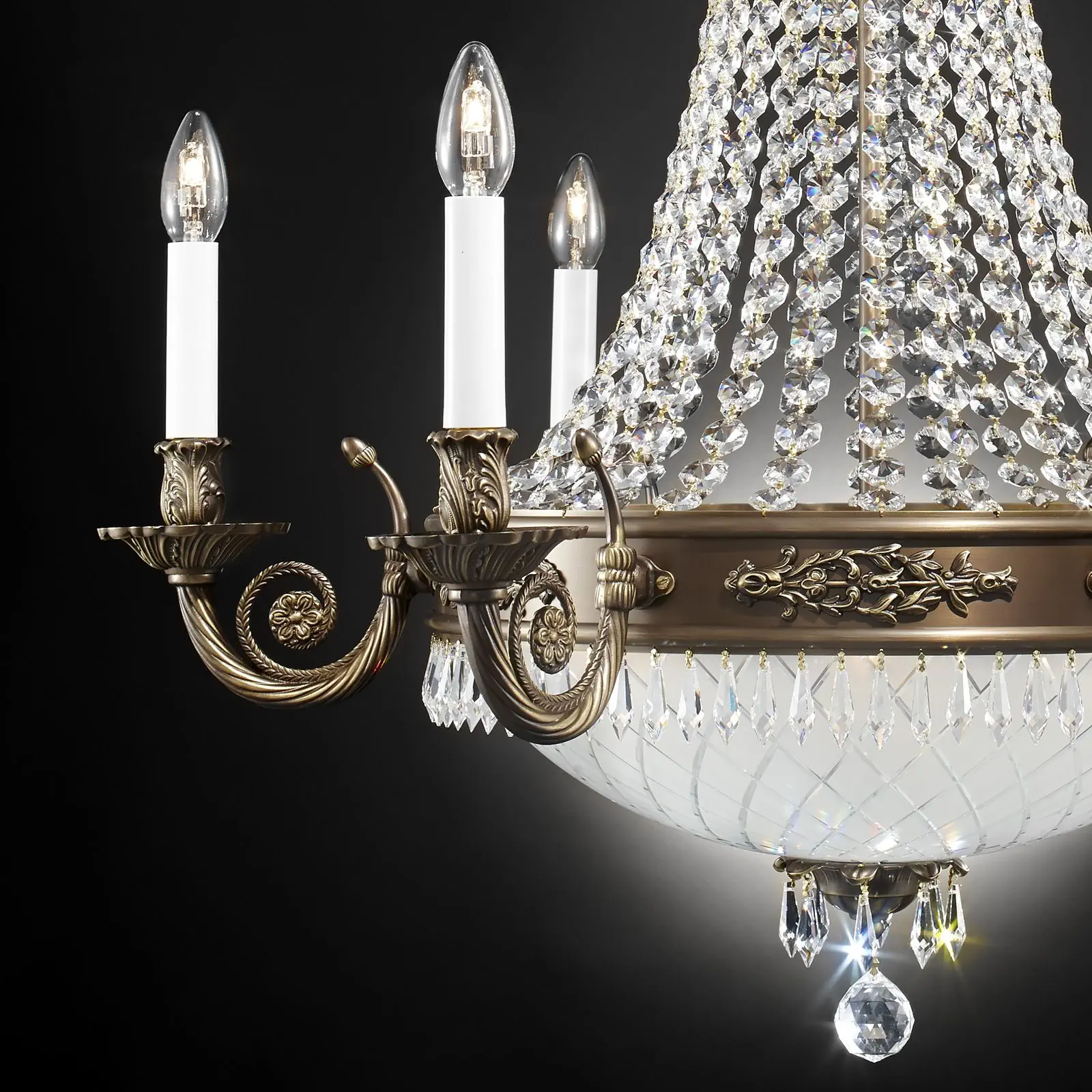 Luster EMPIRE CRYSTAL, 12 izvora svetla, antik patina - 2