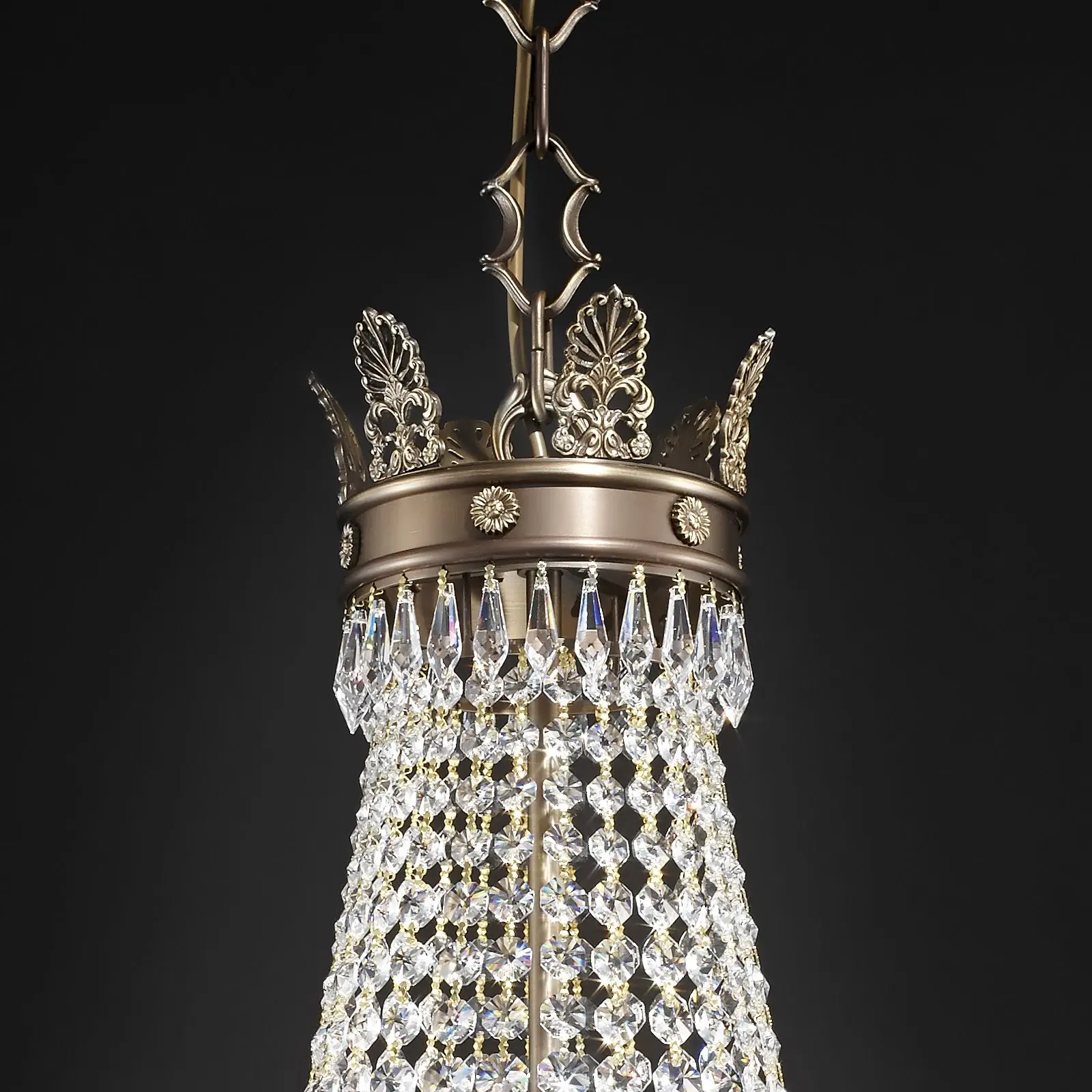 Luster EMPIRE CRYSTAL, 12 izvora svetla, antik patina - 3