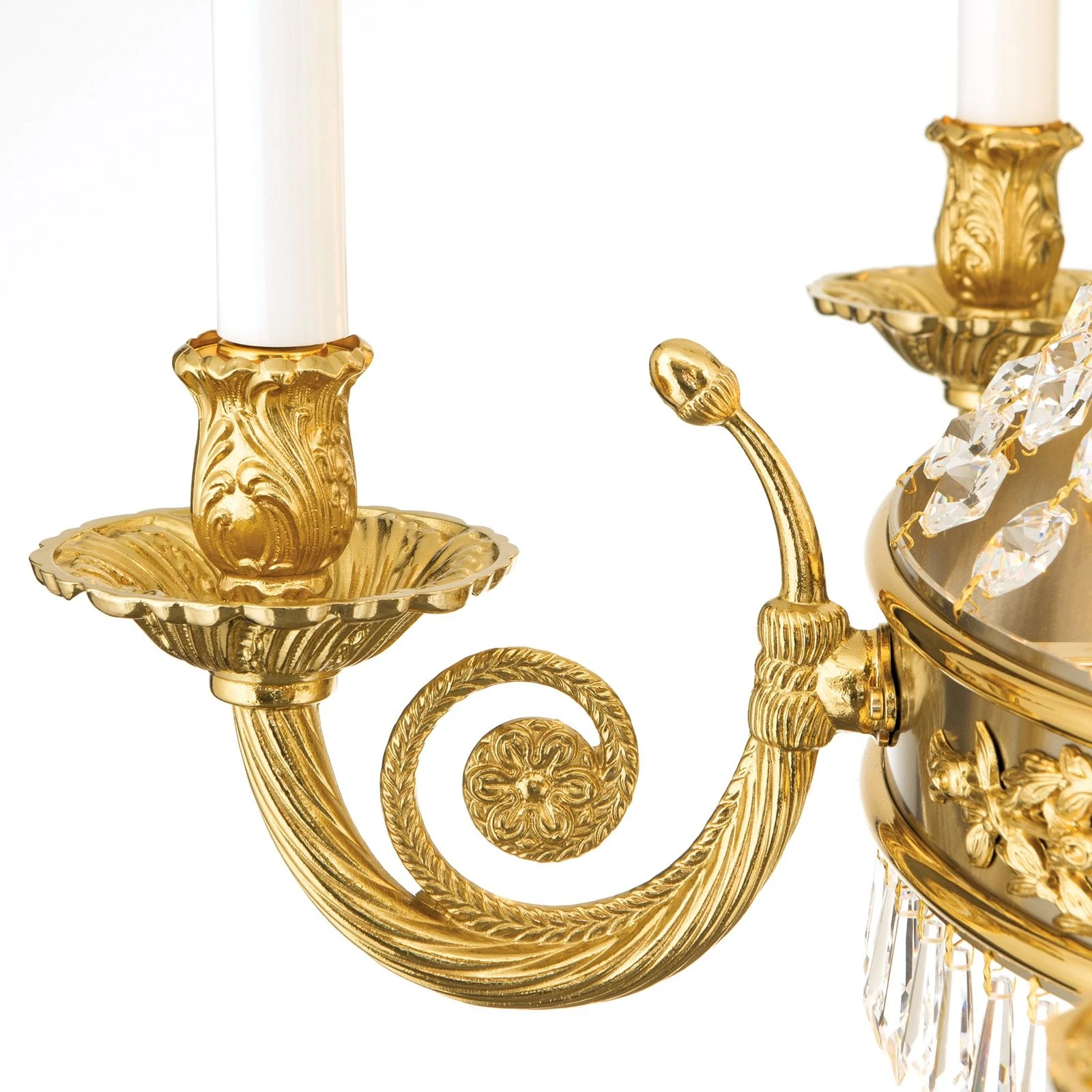 Luster EMPIRE CRYSTAL, 6+6 izvora svetla, 24-karatno pozlaćen, saten difuzno opalno staklo - 5