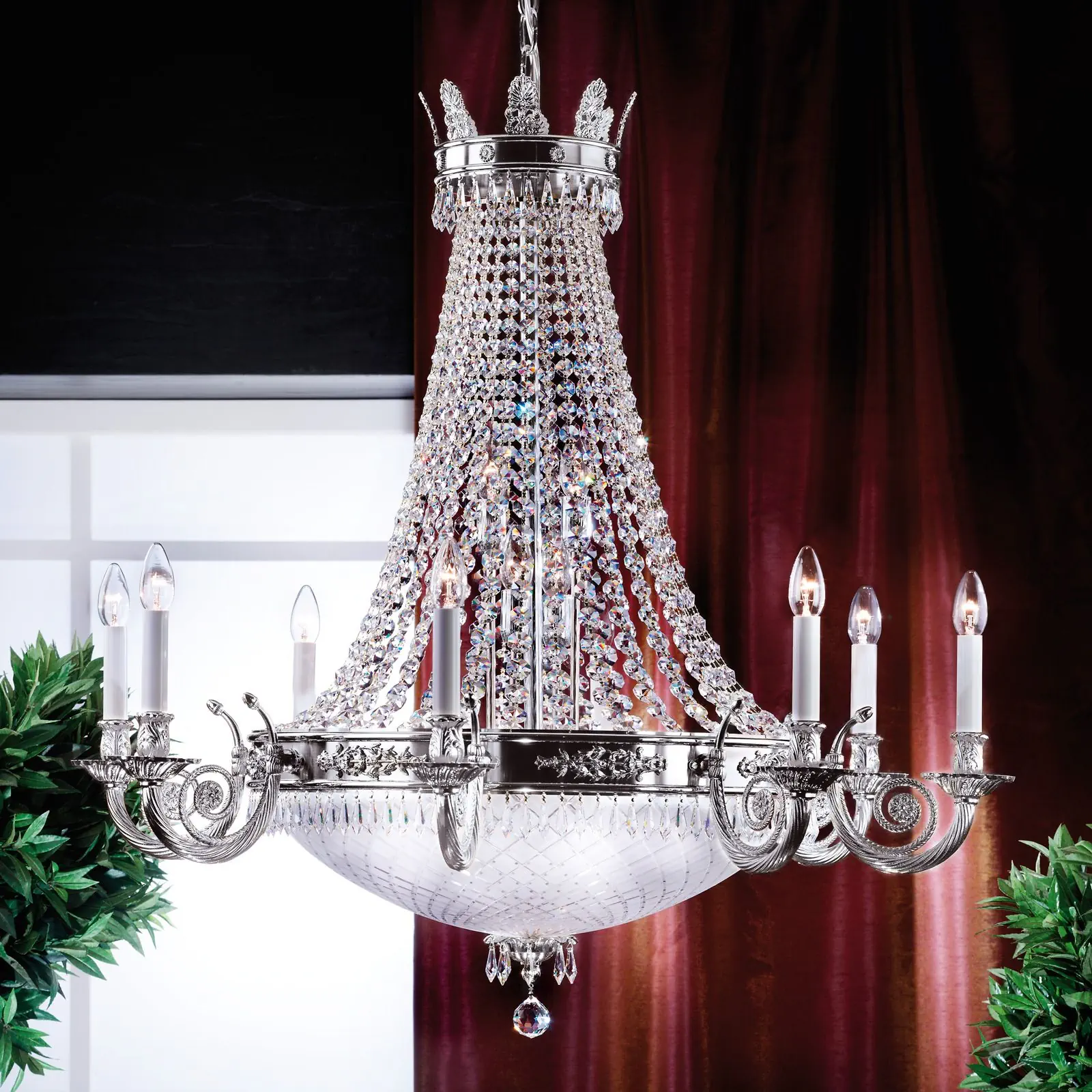 Luster EMPIRE CRYSTAL, 20 izvora svetla, antik srebro - 1