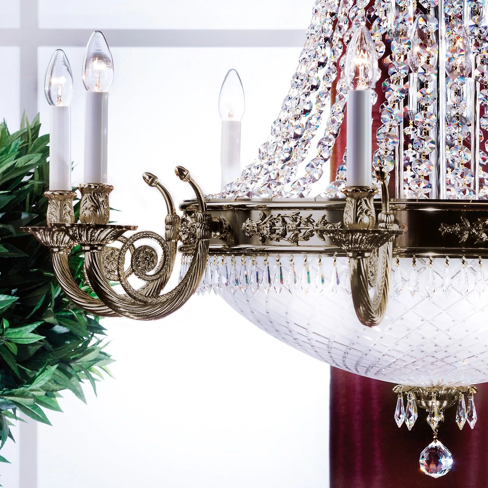 Luster EMPIRE CRYSTAL, 8+8+4 izvora svetla, stara patina, saten difuzno opalno staklo - 2