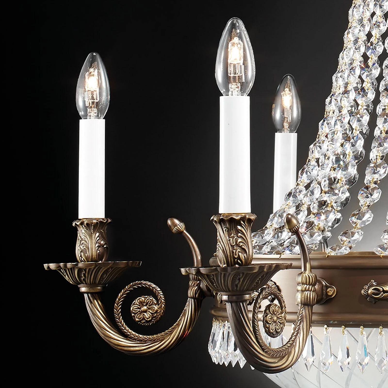 Luster EMPIRE CRYSTAL, 8+8+4 izvora svetla, stara patina, saten difuzno opalno staklo - 5