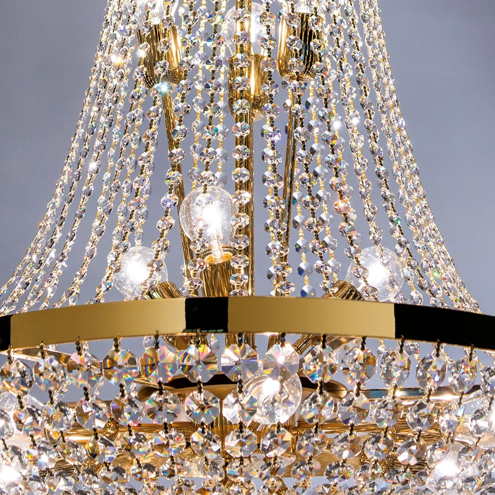 Luster SHERATON, 15 izvora svetla, 70 cm, 24-karatno pozlaćen - 3