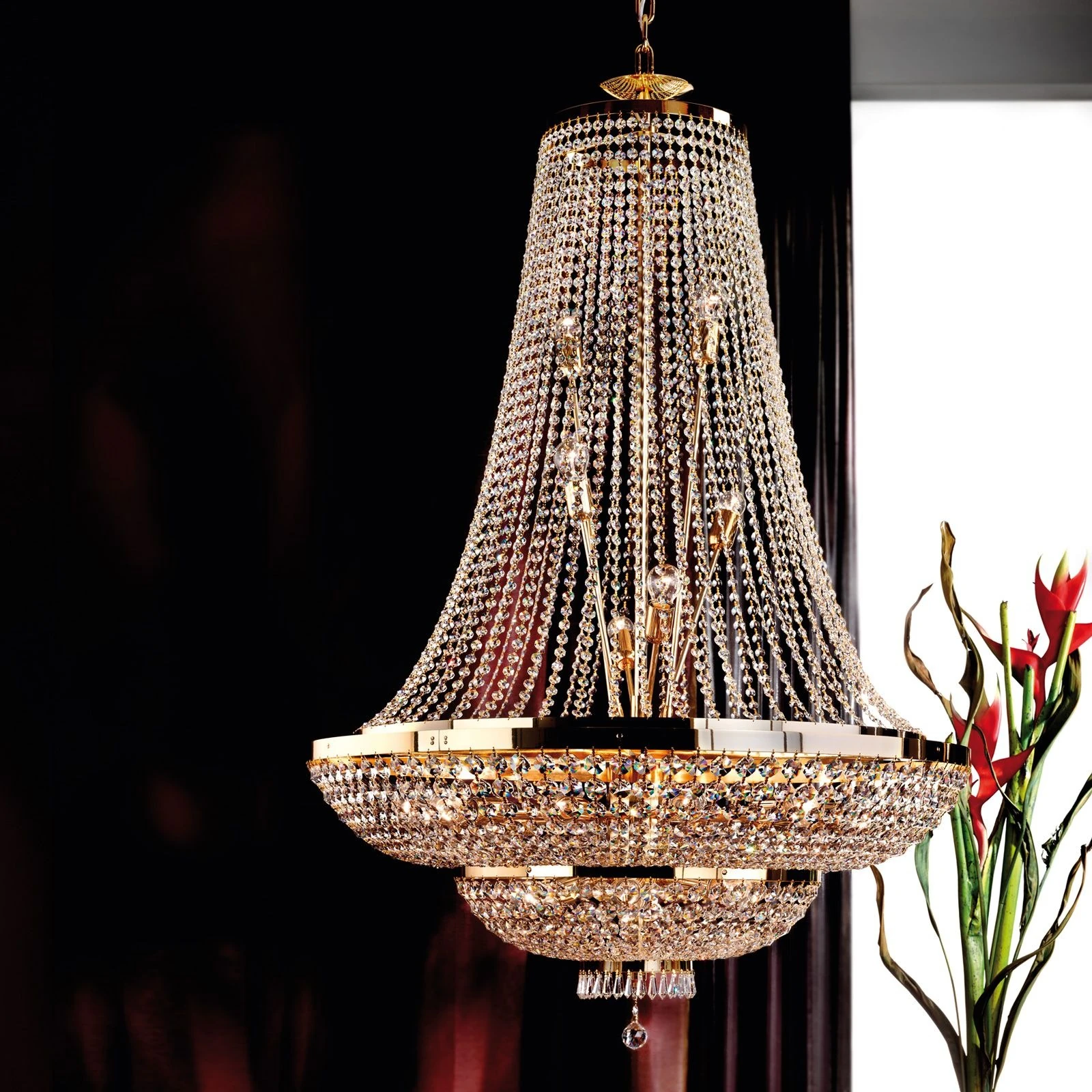 Luster SHERATON, 24 izvora svetla, 105 cm, 24-karatno pozlaćen - 1