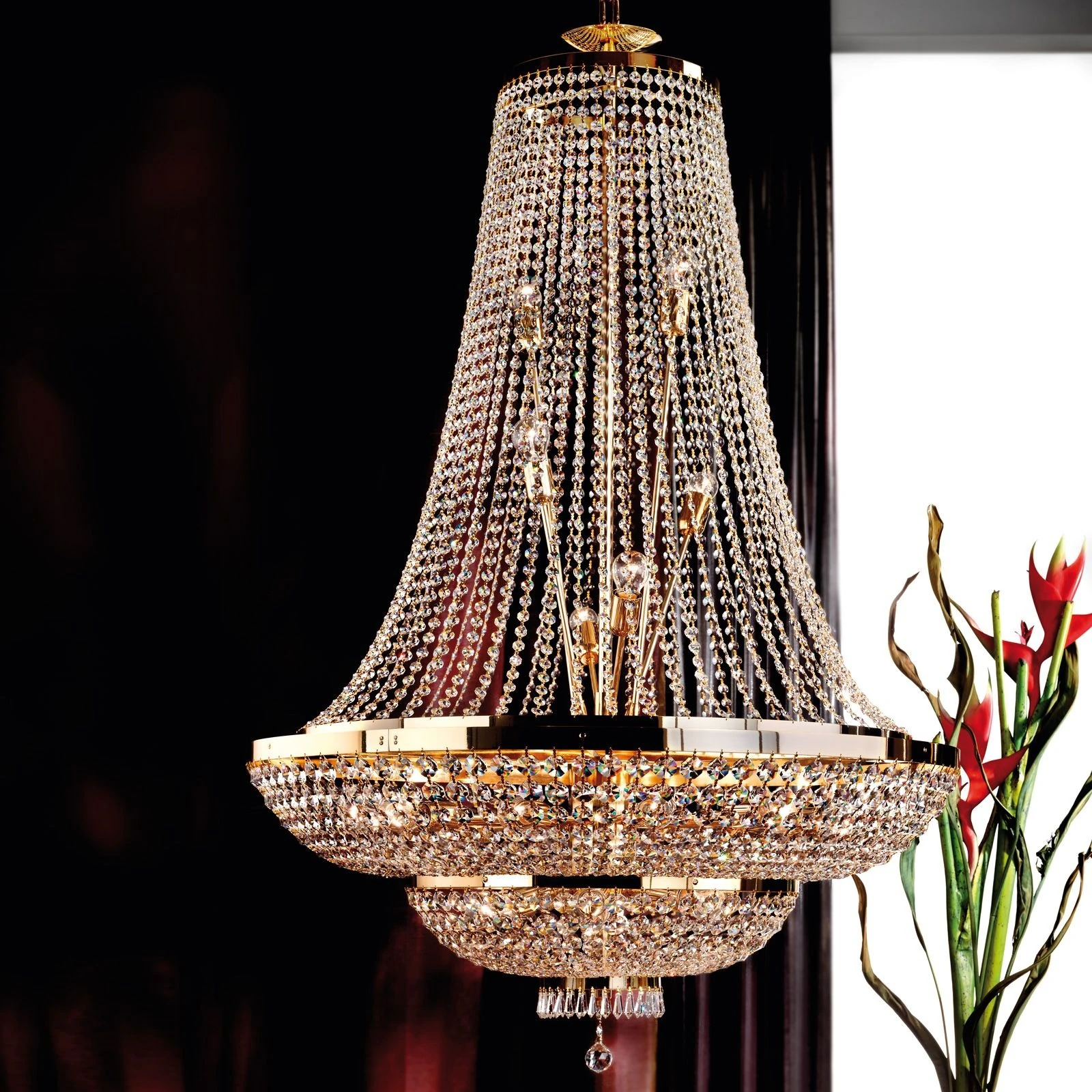 Luster SHERATON, 24 izvora svetla, 120 cm, 24-karatno pozlaćen - 1