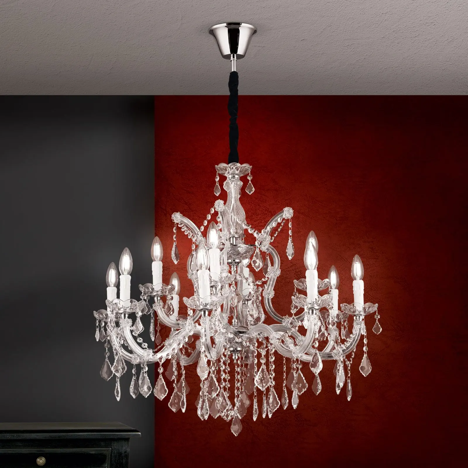 Luster THERESA, 12 izvora svetla, srebrni - 1