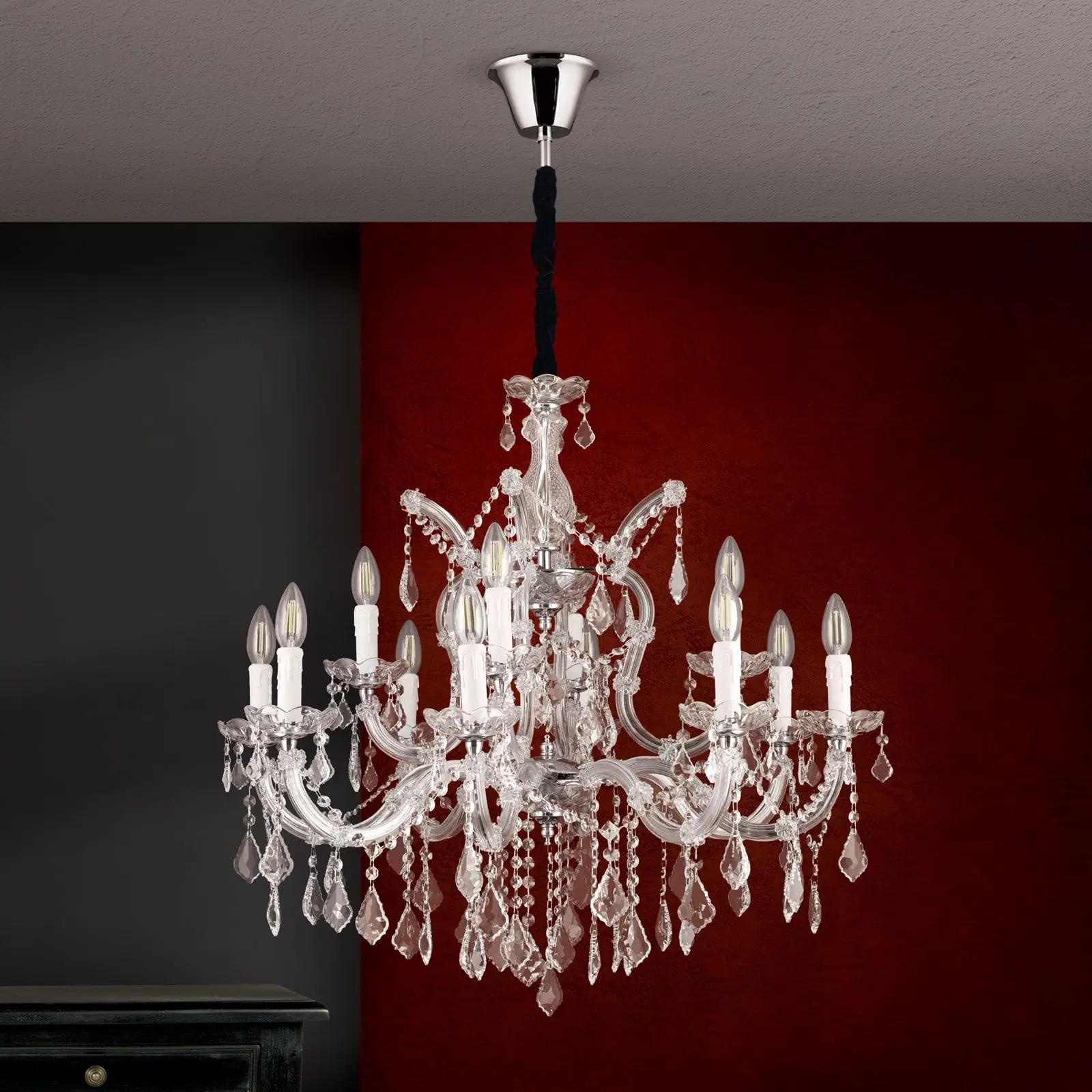 Luster THERESA, 12 izvora svetla, srebrni - 3