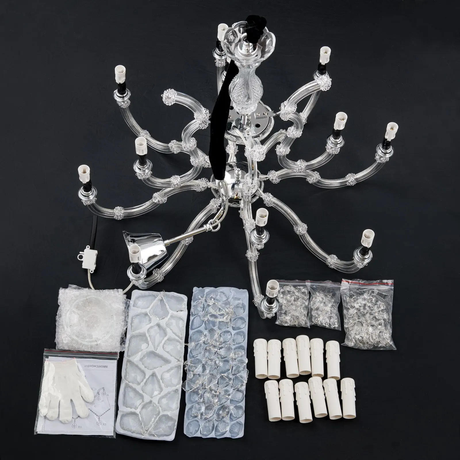 Luster THERESA, 12 izvora svetla, srebrni - 8