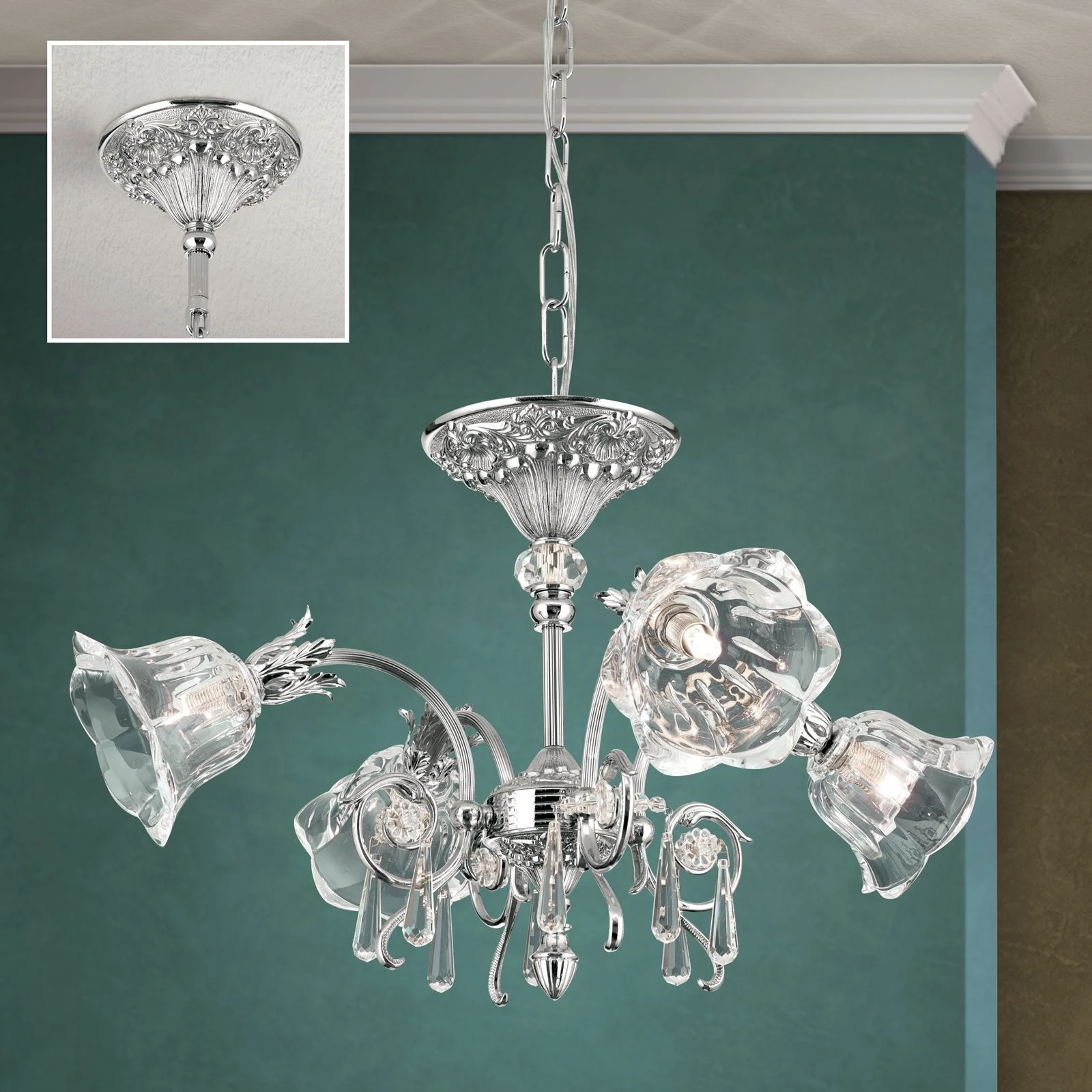 Luster LA BOHEME, 4 izvora svetla, antik srebro - 2