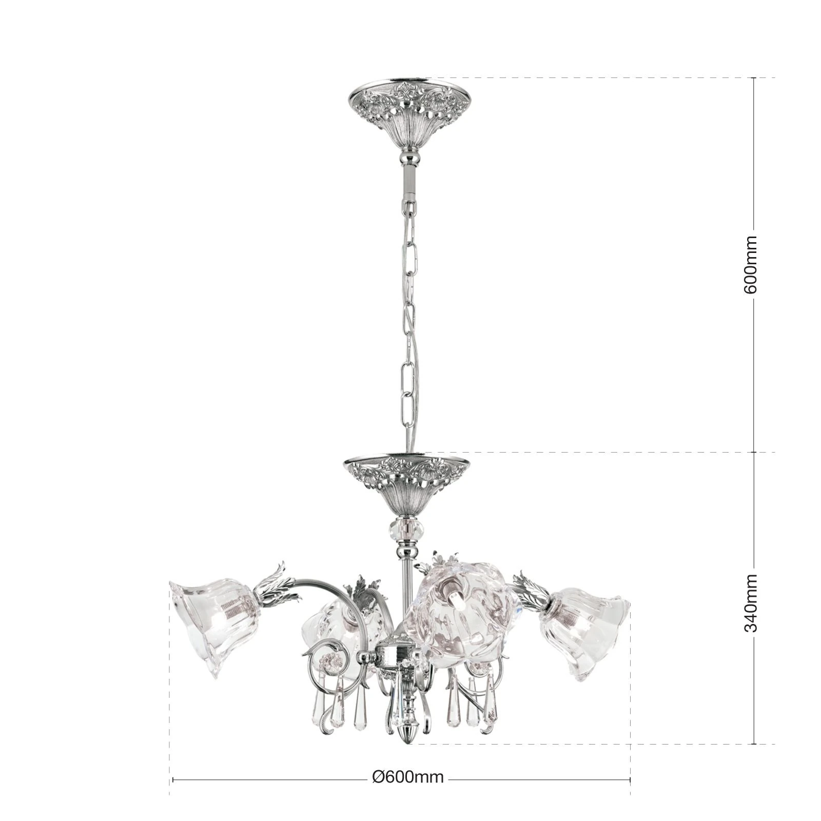 Luster LA BOHEME, 4 izvora svetla, antik srebro - 7