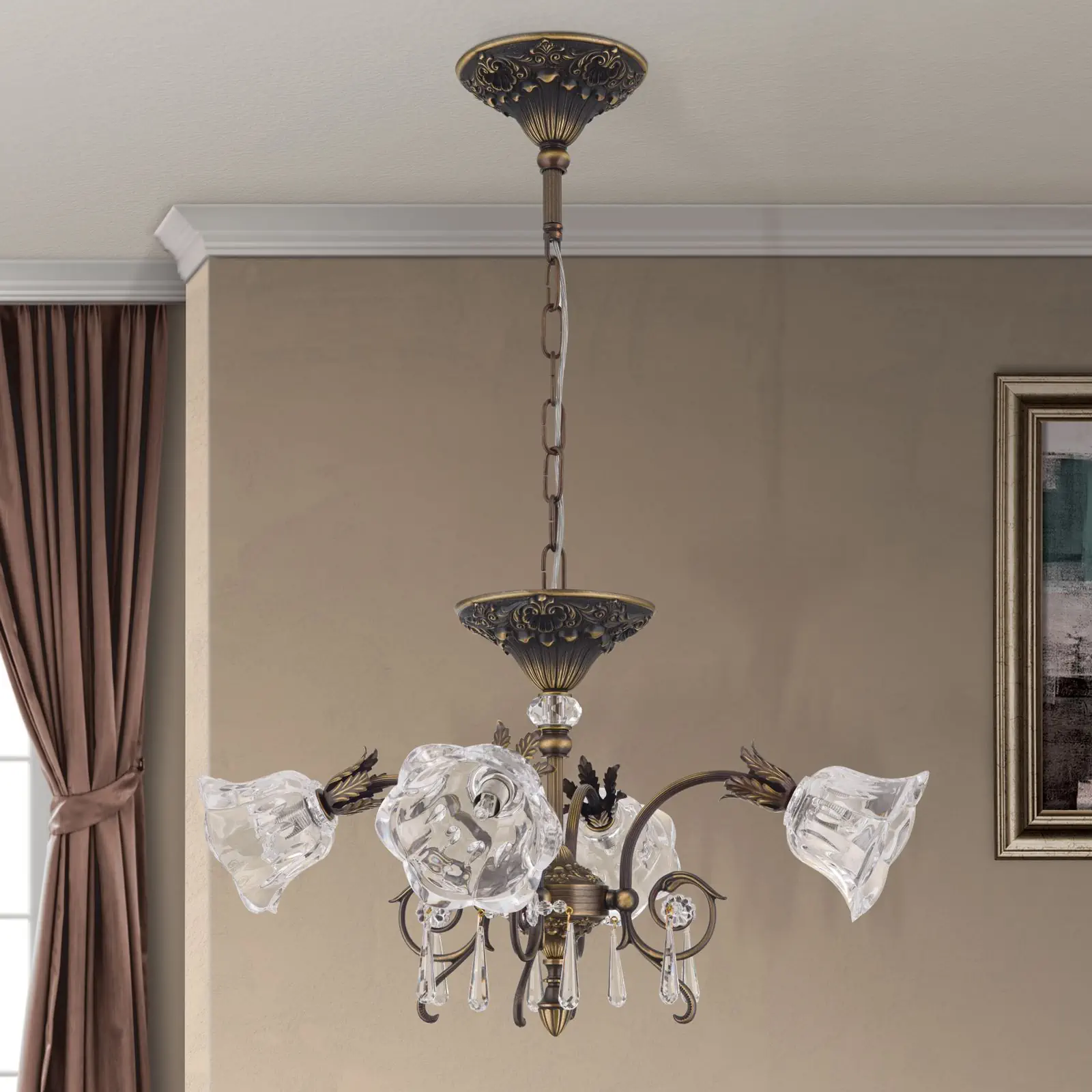 Luster LA BOHEME, 4 izvora svetla, stara patina - 3