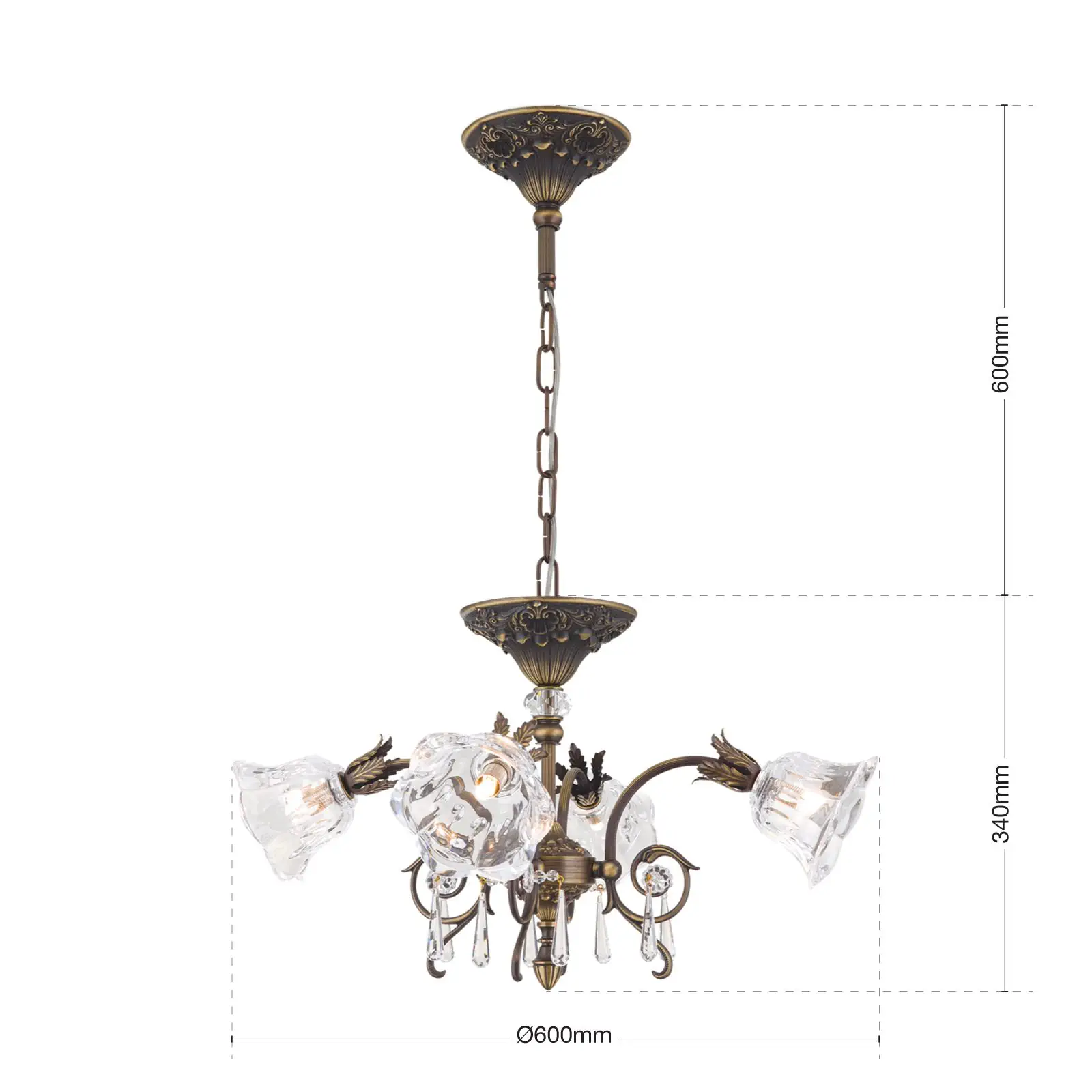 Luster LA BOHEME, 4 izvora svetla, stara patina - 7