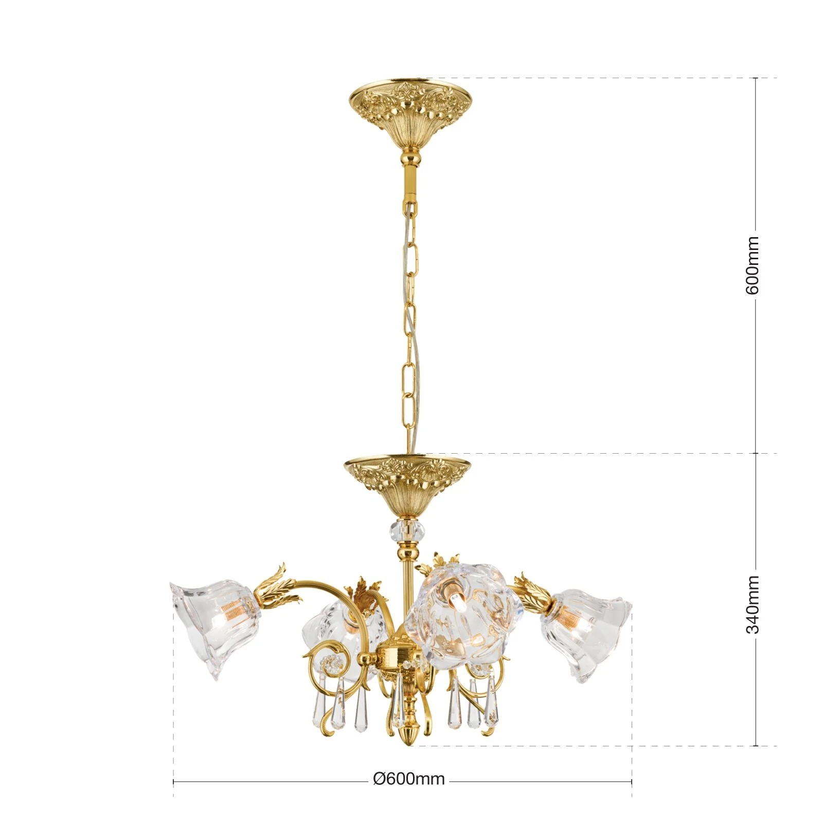 Luster LA BOHEME, 4 izvora svetla, 24-karatno pozlaćeno - 7