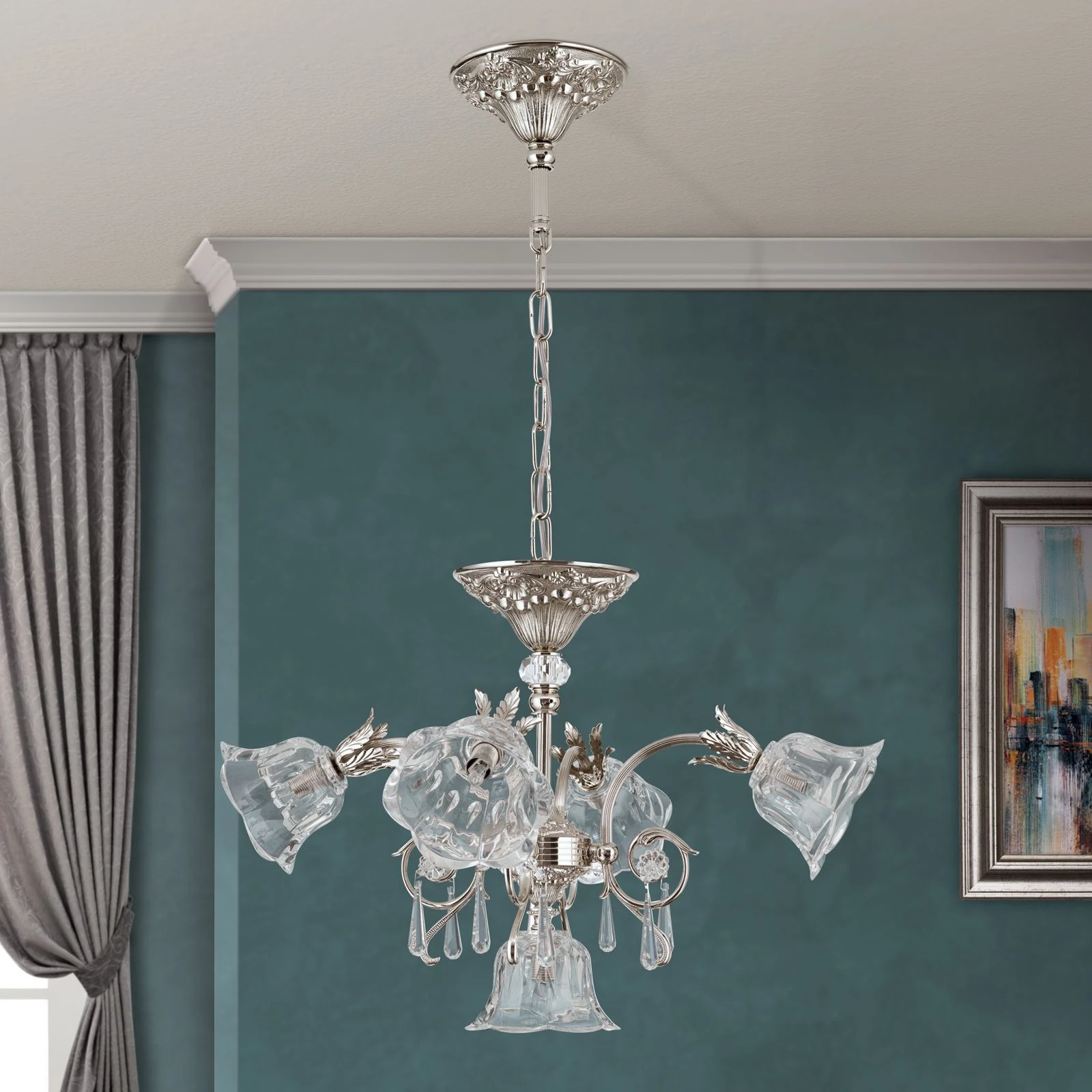 Luster LA BOHEME, 5 izvora svetla, antik srebro - 3