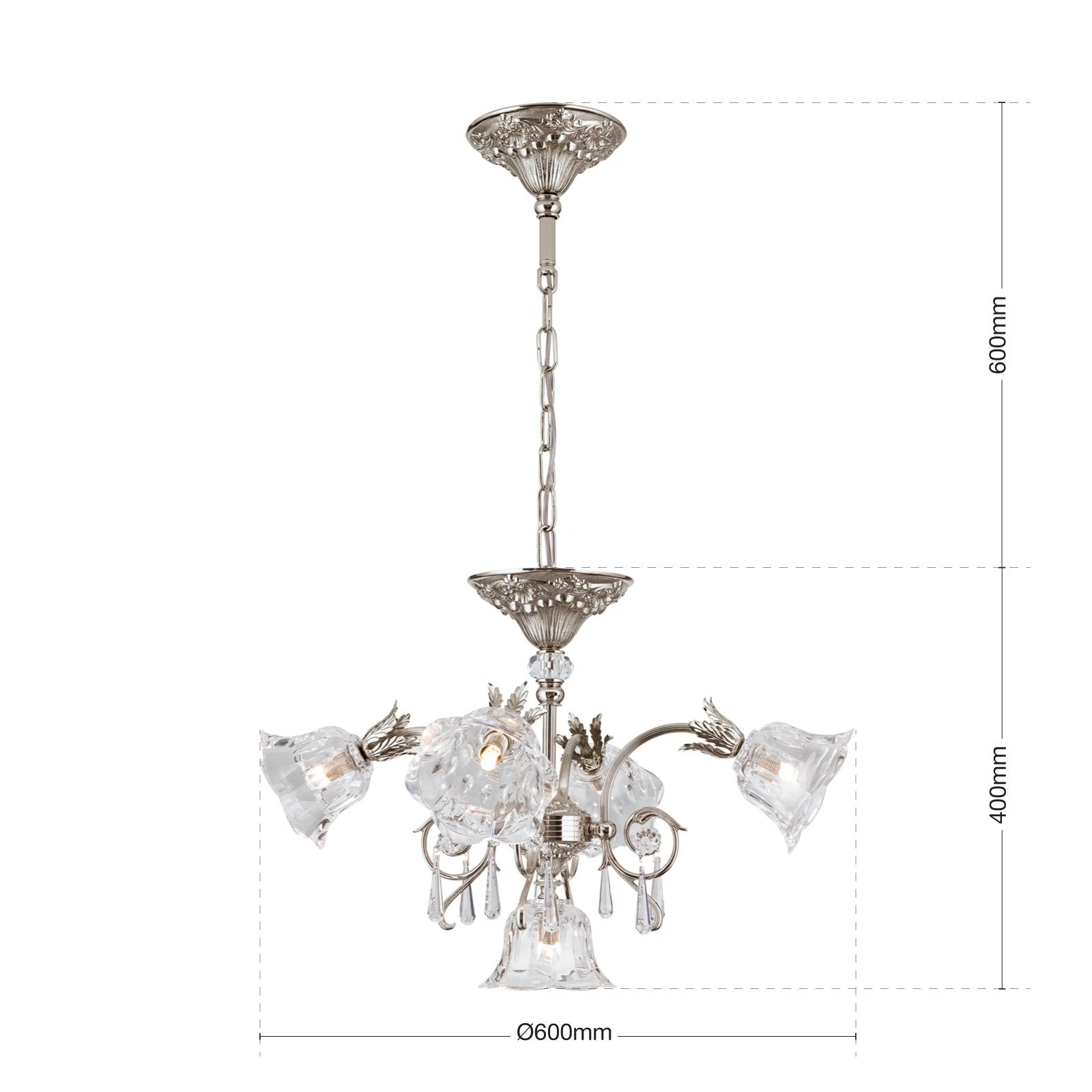 Luster LA BOHEME, 5 izvora svetla, antik srebro - 7