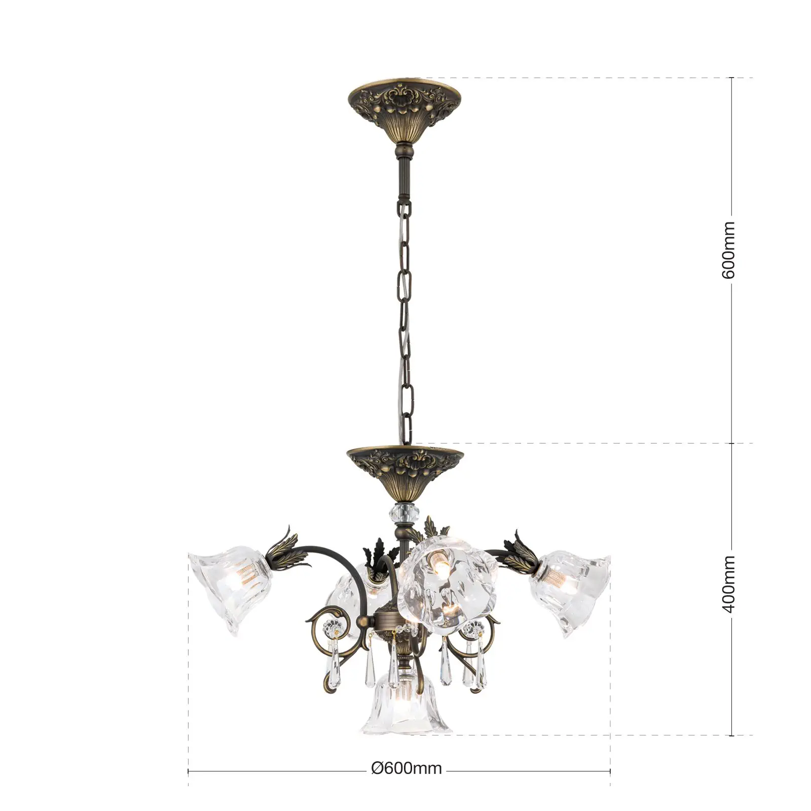 Luster LA BOHEME, 5 izvora svetla, stara patina - 7