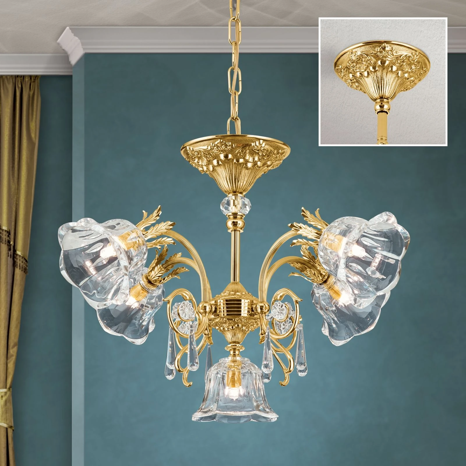 Luster LA BOHEME, 5 izvora svetla, 24-karatno pozlaćeno - 2