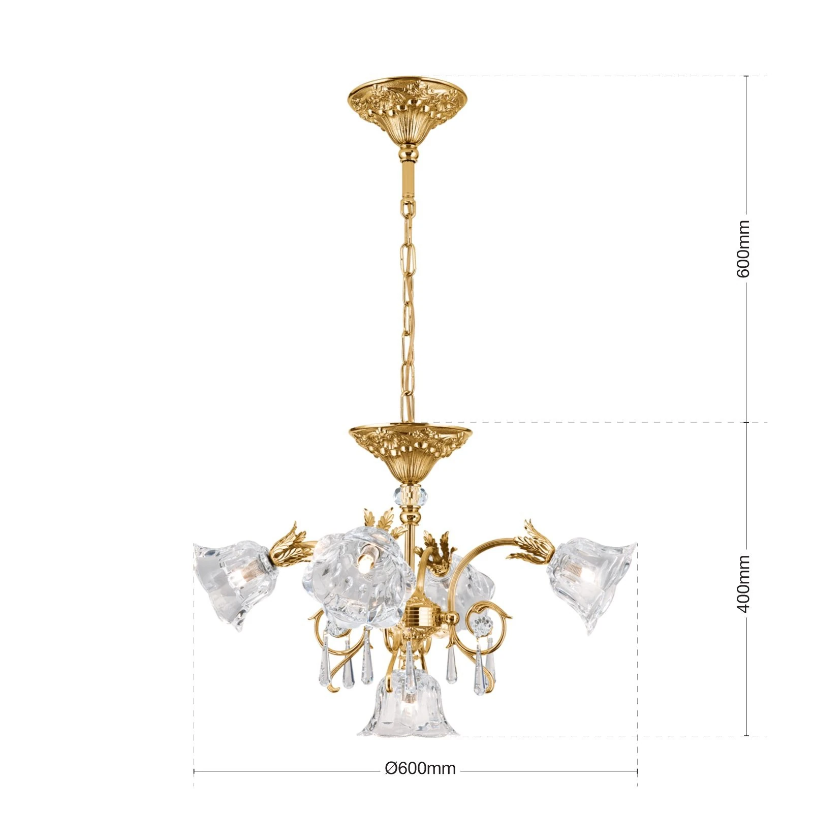 Luster LA BOHEME, 5 izvora svetla, 24-karatno pozlaćeno - 7