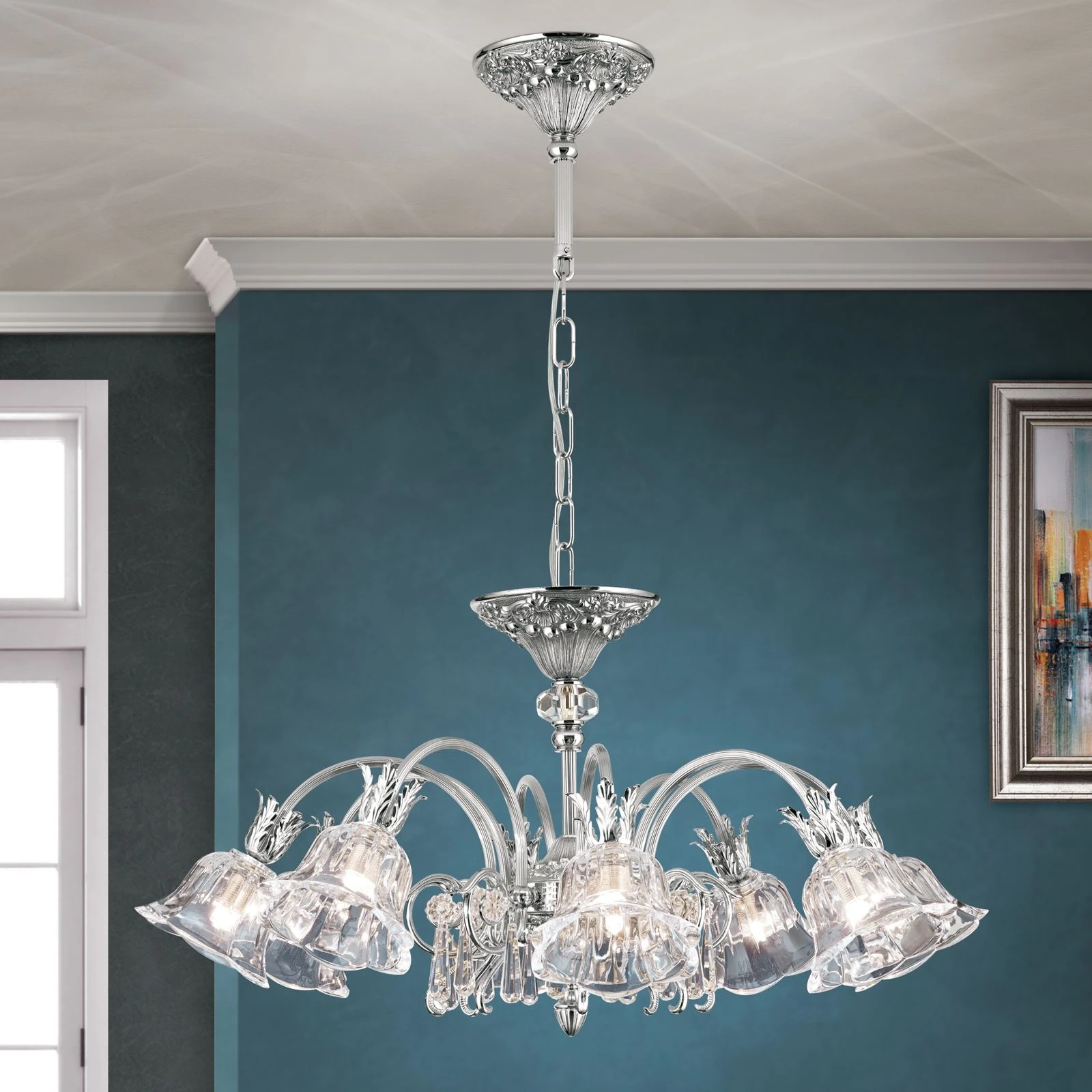 Luster LA BOHEME, 8 izvora svetla, antik srebro - 1