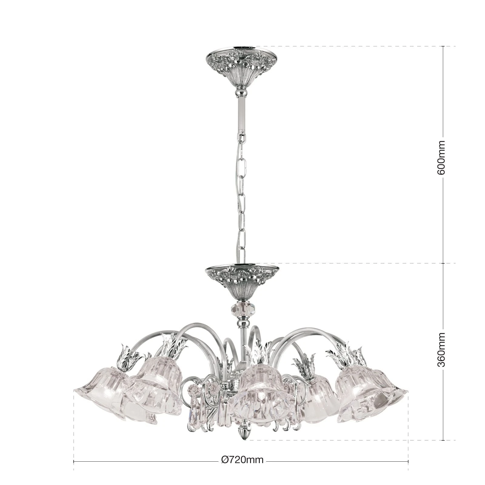 Luster LA BOHEME, 8 izvora svetla, antik srebro - 7