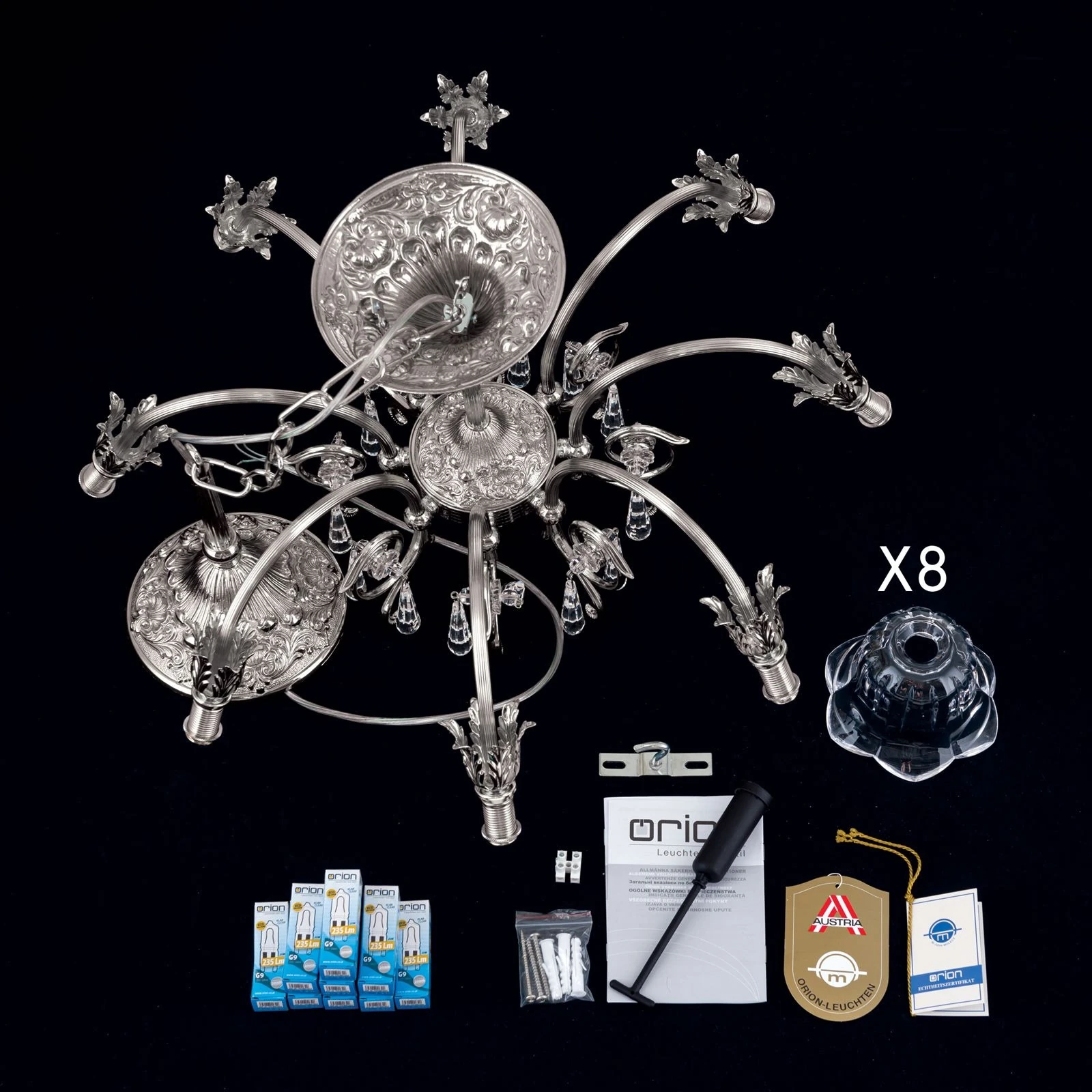 Luster LA BOHEME, 8 izvora svetla, antik srebro - 8