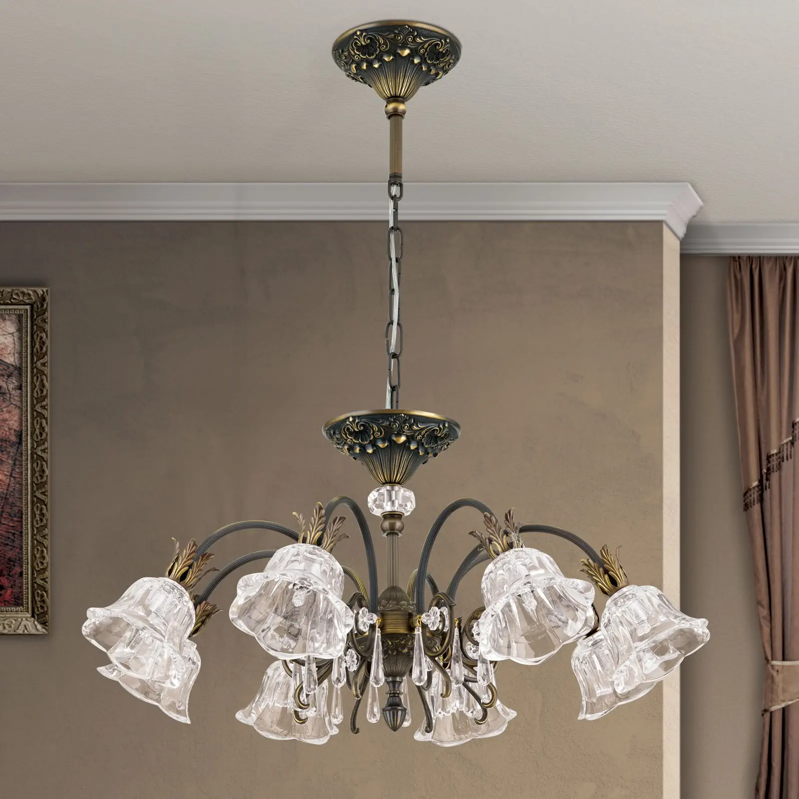 Luster LA BOHEME, 8 izvora svetla, stara patina - 3