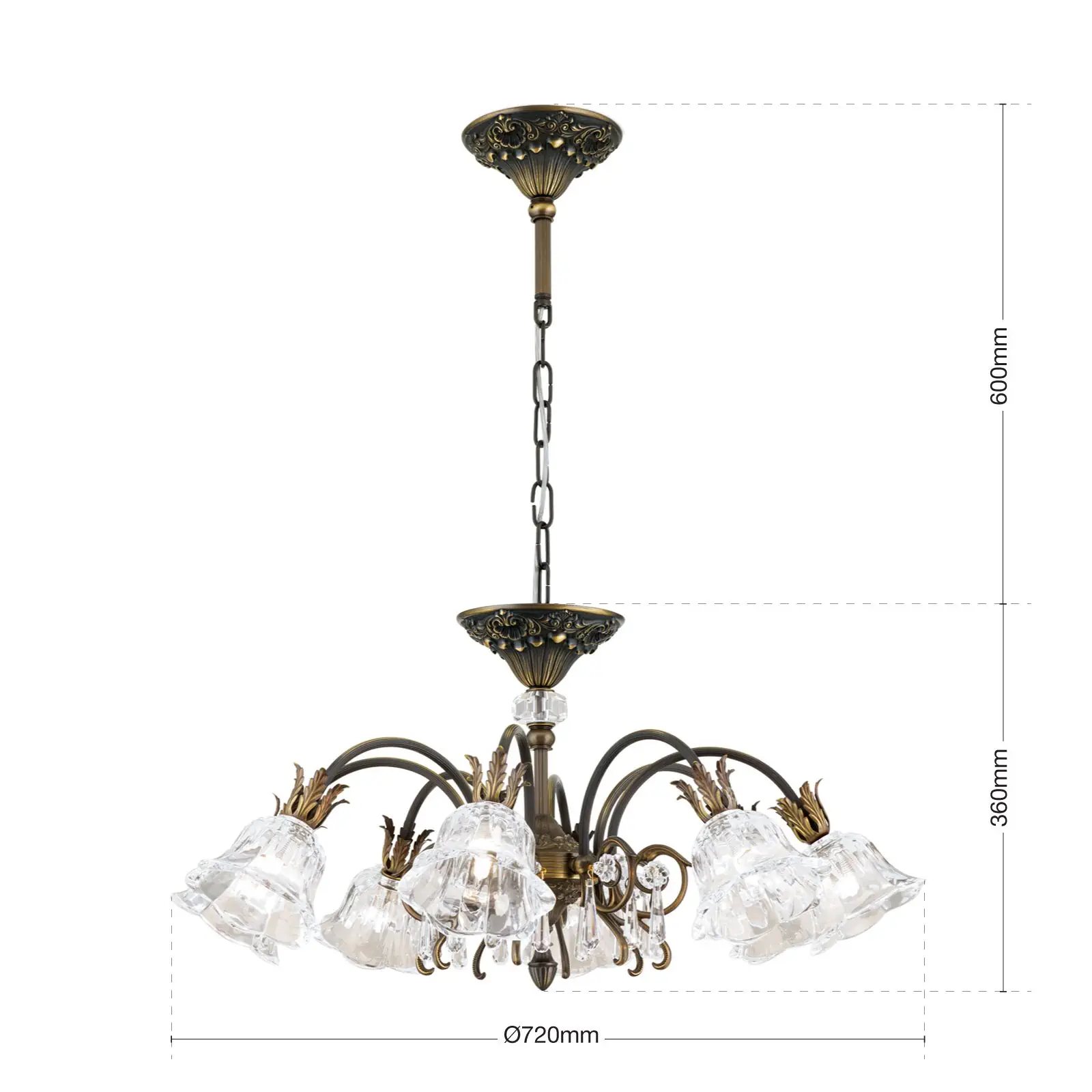 Luster LA BOHEME, 8 izvora svetla, stara patina - 7