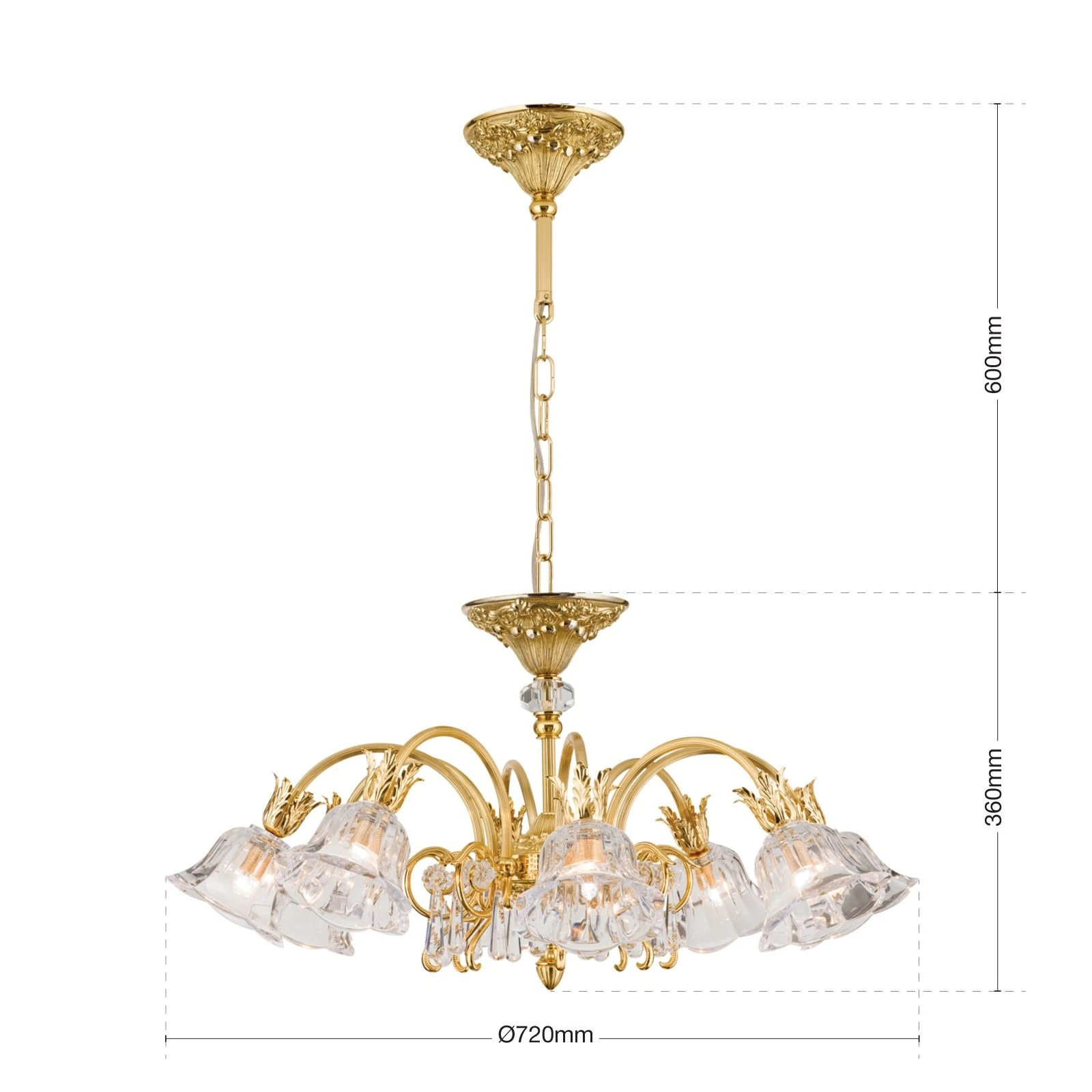 Luster LA BOHEME, 8 izvora svetla, 24-karatno pozlaćeno - 7