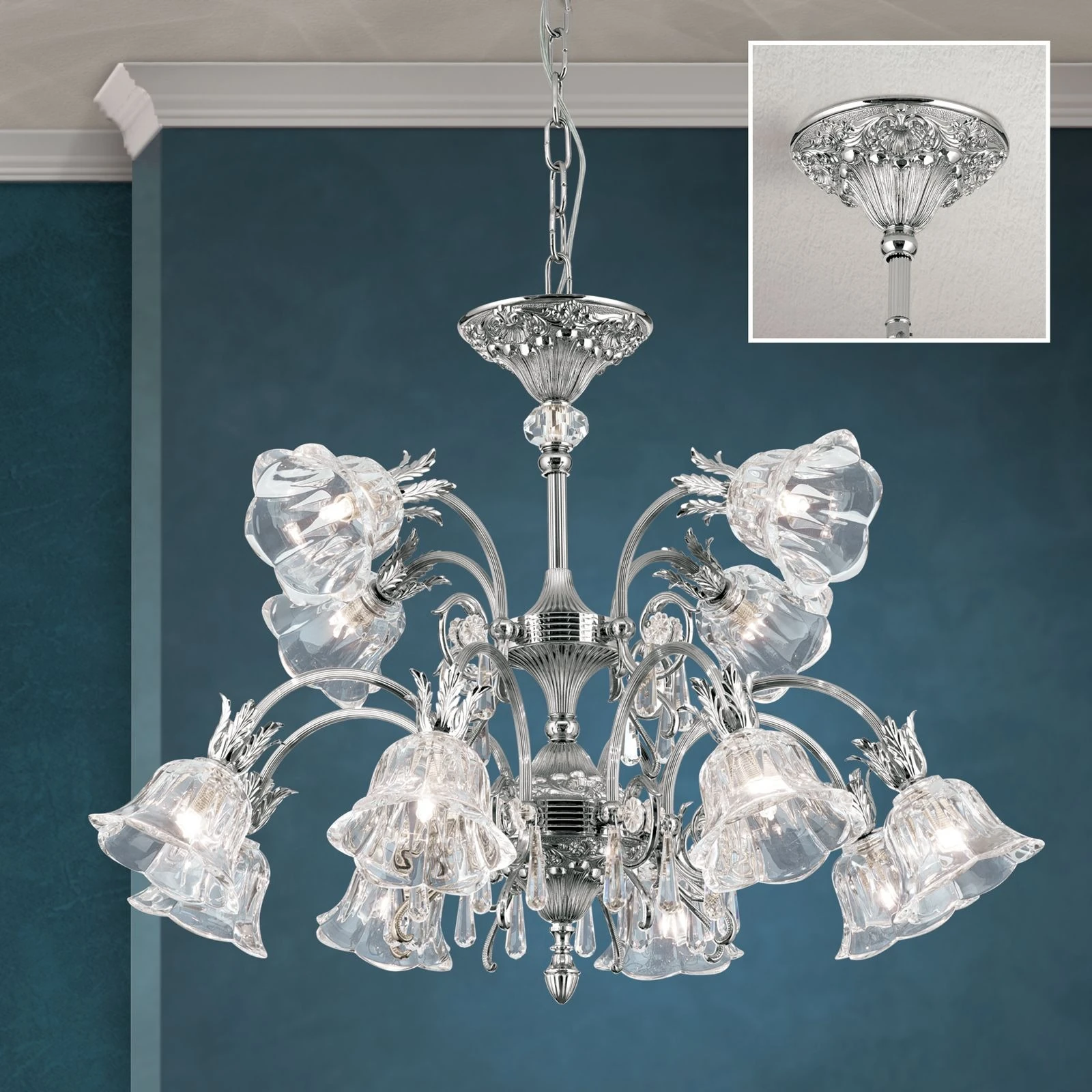 Luster LA BOHEME, 12 izvora svetla, antik srebro - 2