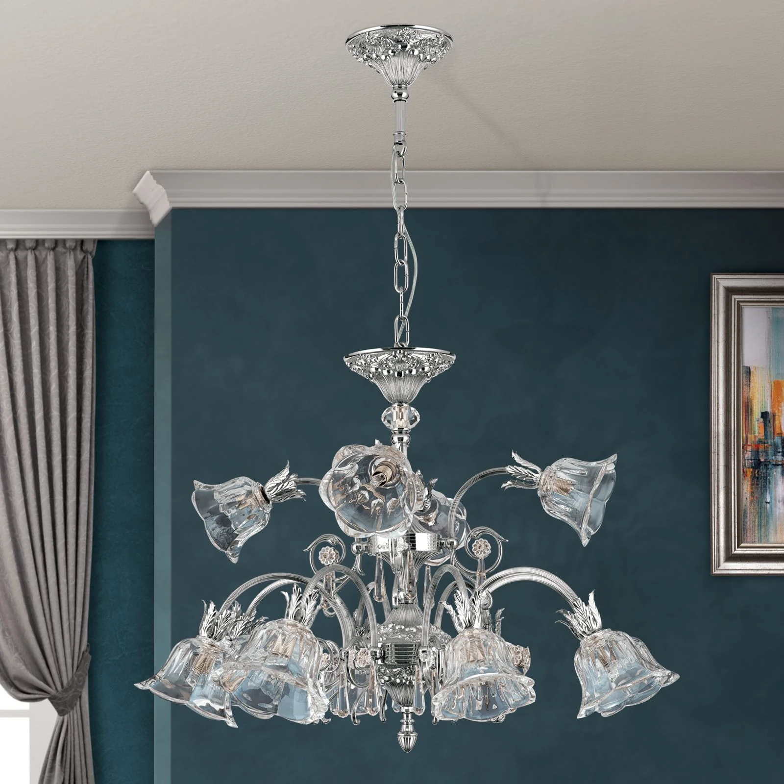 Luster LA BOHEME, 12 izvora svetla, antik srebro - 3