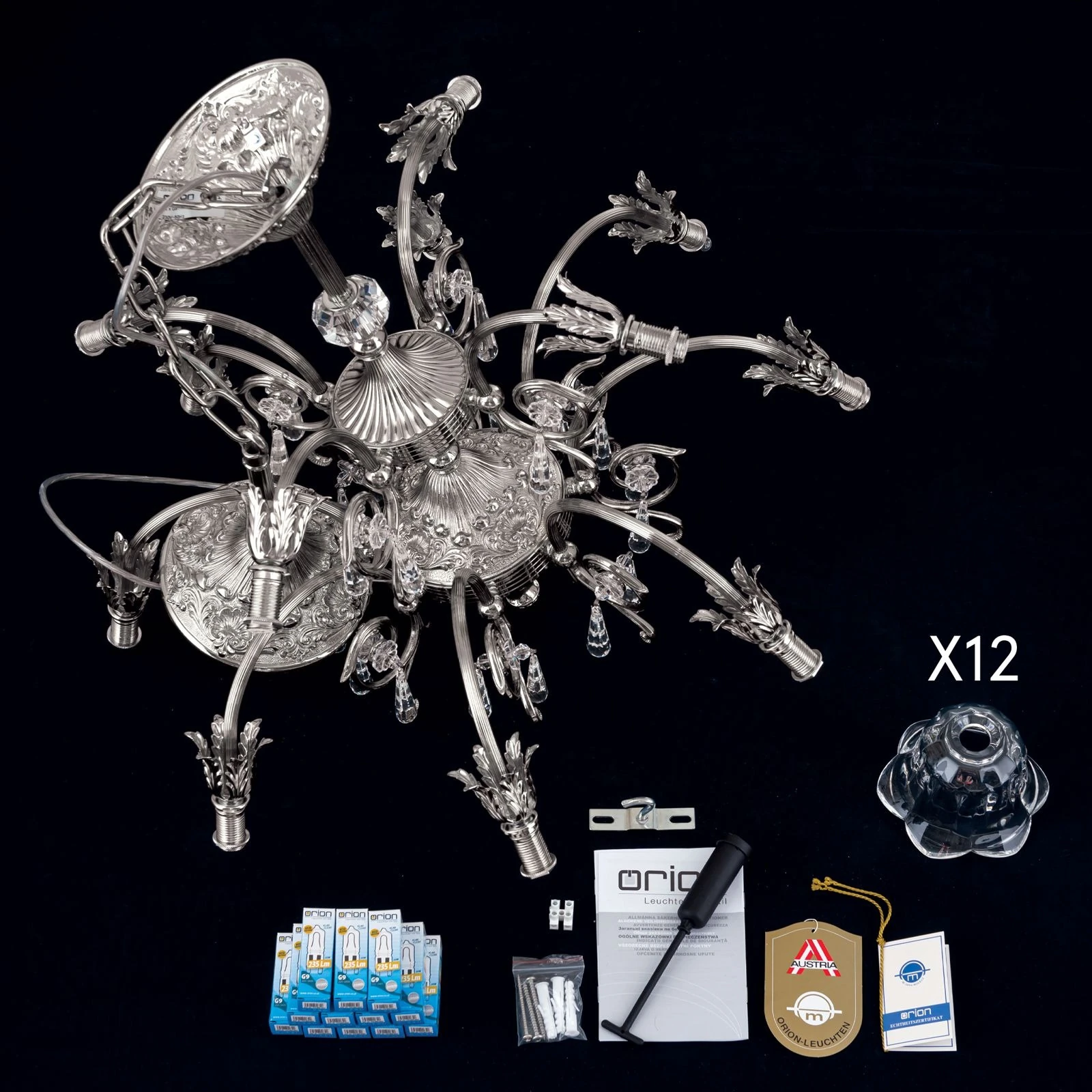 Luster LA BOHEME, 12 izvora svetla, antik srebro - 8